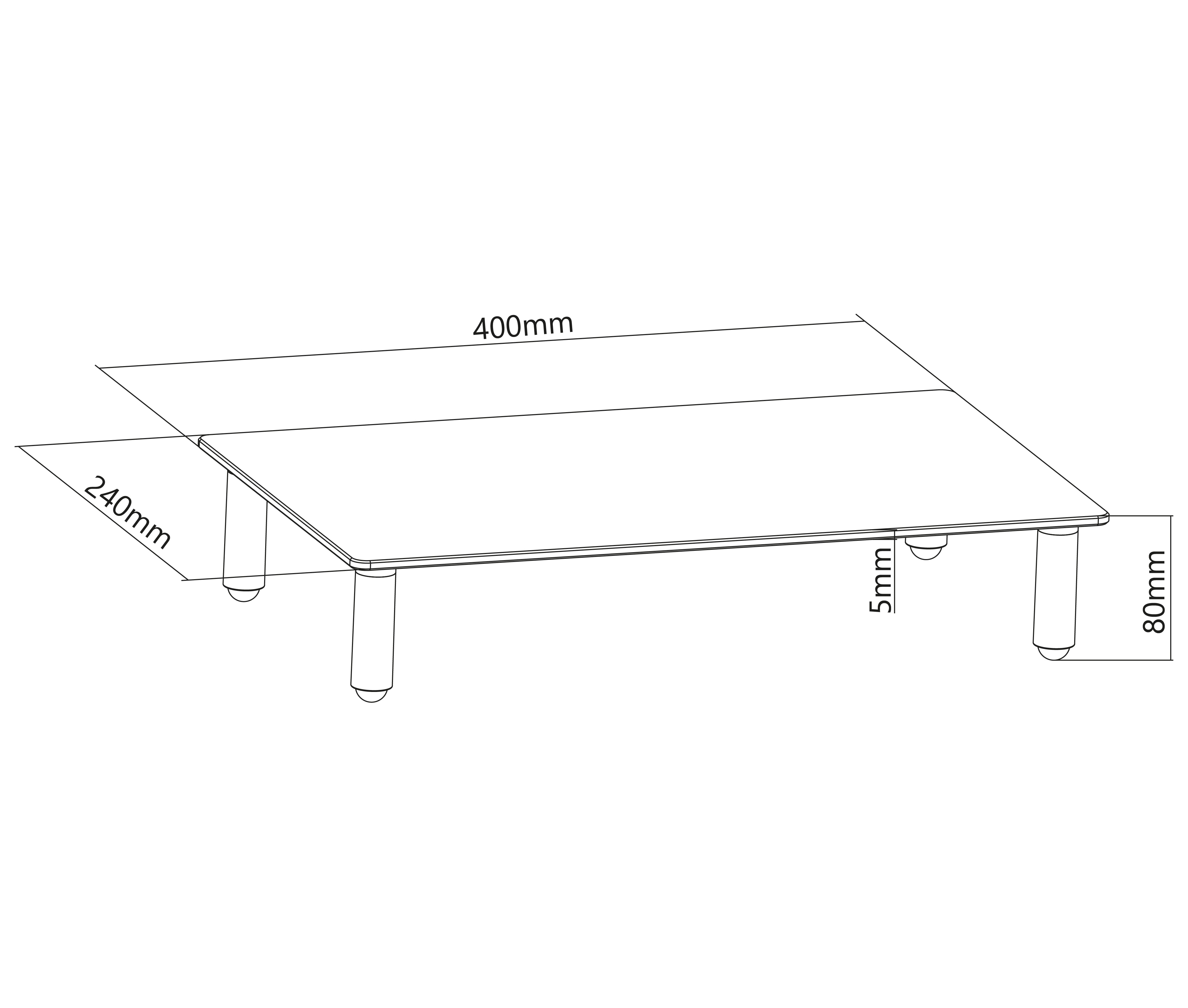 Soporte Mesa de Vidrio Templado para Monitor 13 a 32 Pulg / Medida 40x24 cm / Espesor 5mm / Carga 20 kg