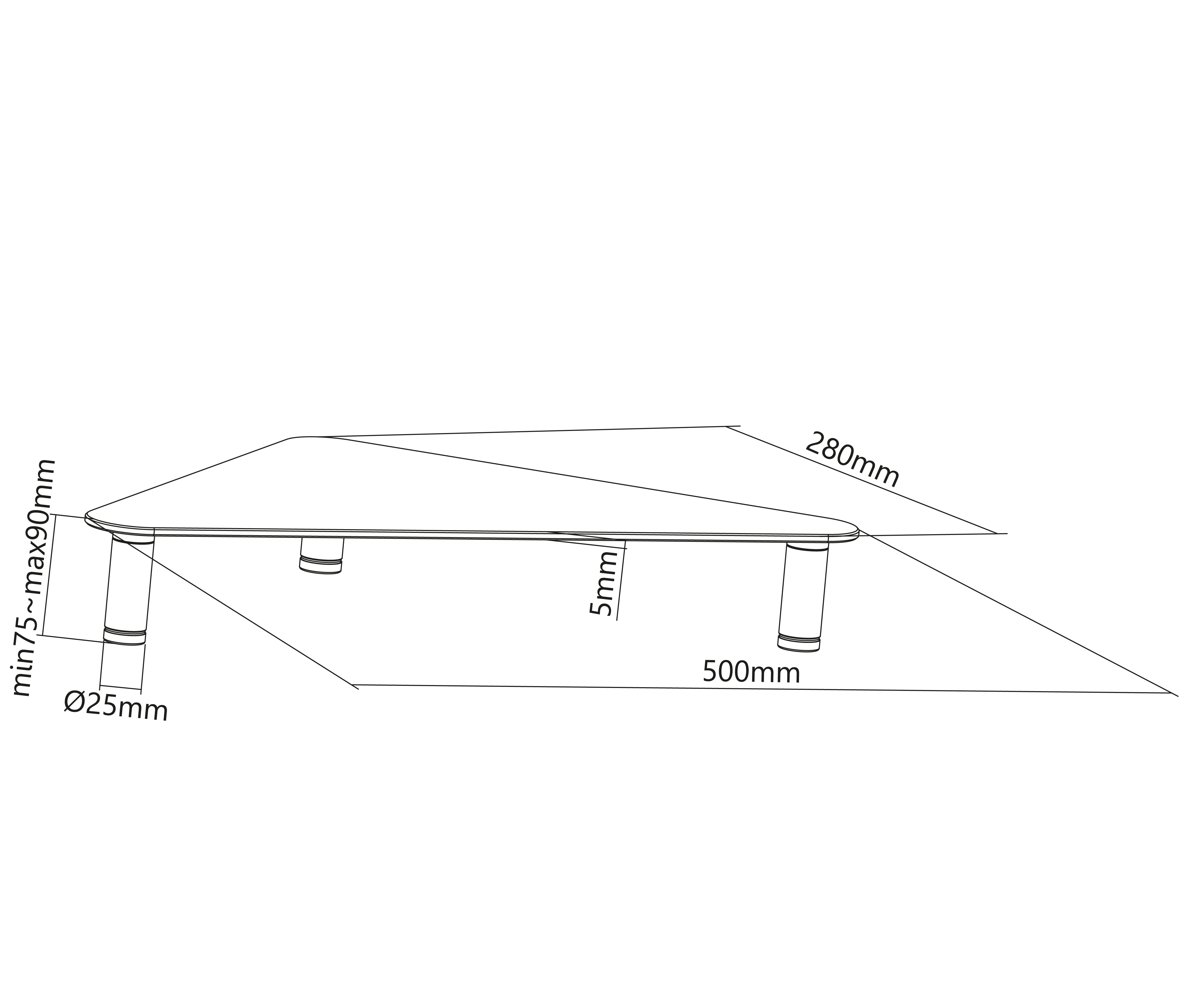 Mesa de Vidrio Triangular Templado para Monitor en Escritorio en L / Medida 50x28 cm