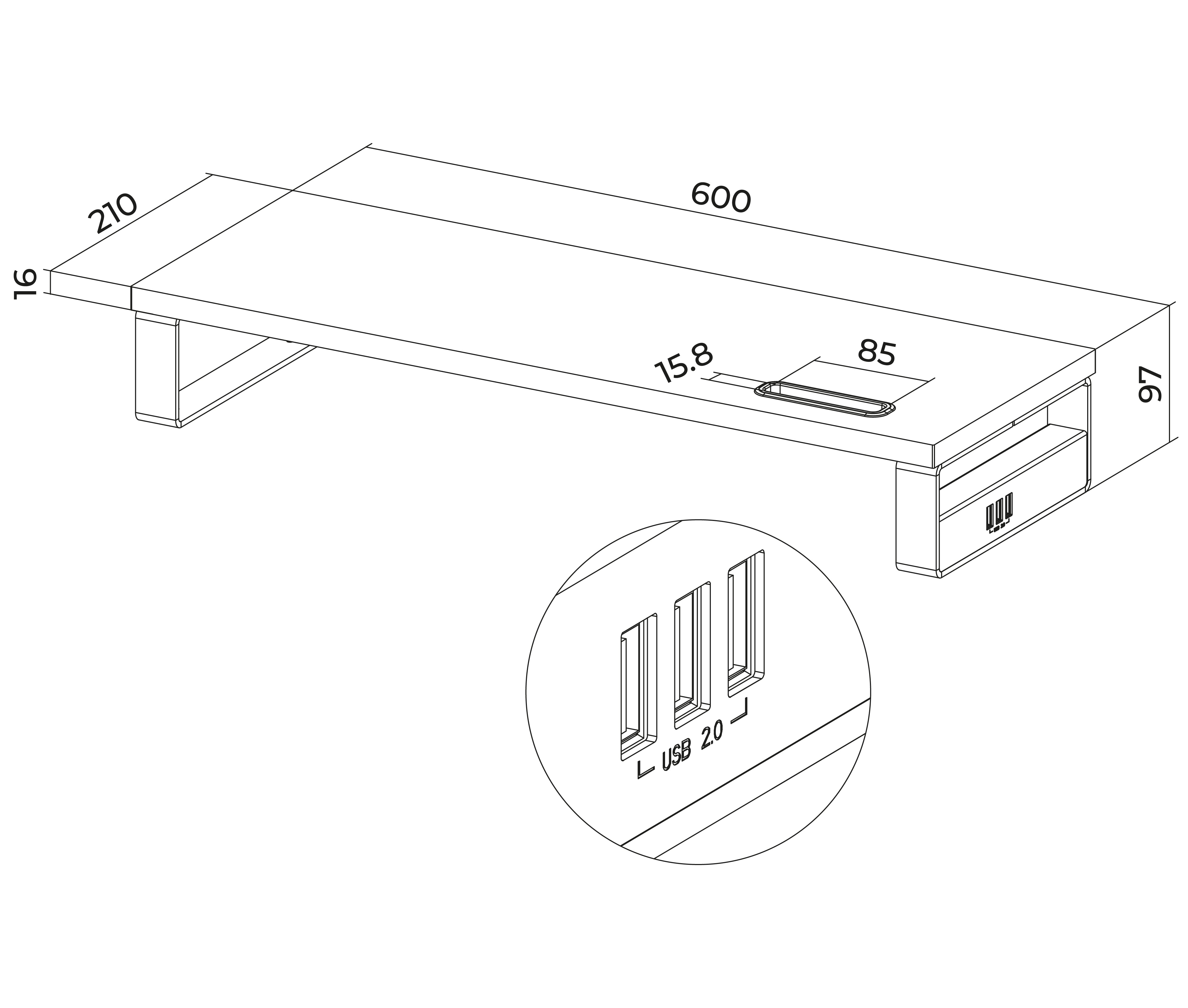 Base Sobre Mesa con Puerto USB para Monitor 13-32 Pulg