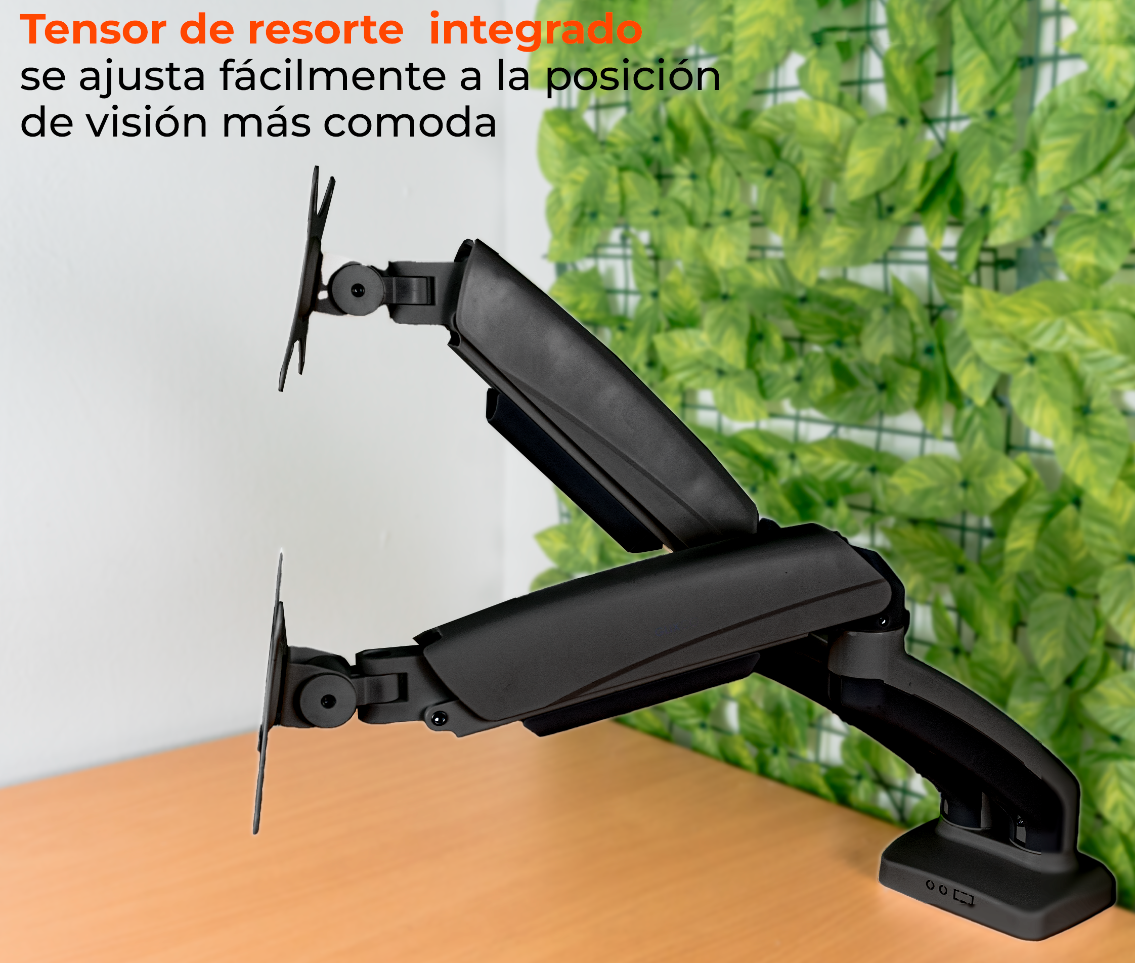 Rack Soporte Doble Brazo con Gas Spring de Escritorio para Laptop 15 Pulg y Monitor 17 a 32 Pulg