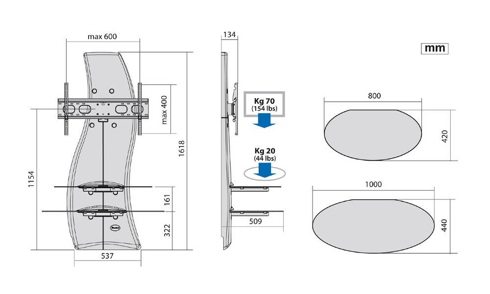 Mueble Flotante para TV 32 a 65 Pulg / VESA Max 600x400mm / Carga 20 kg