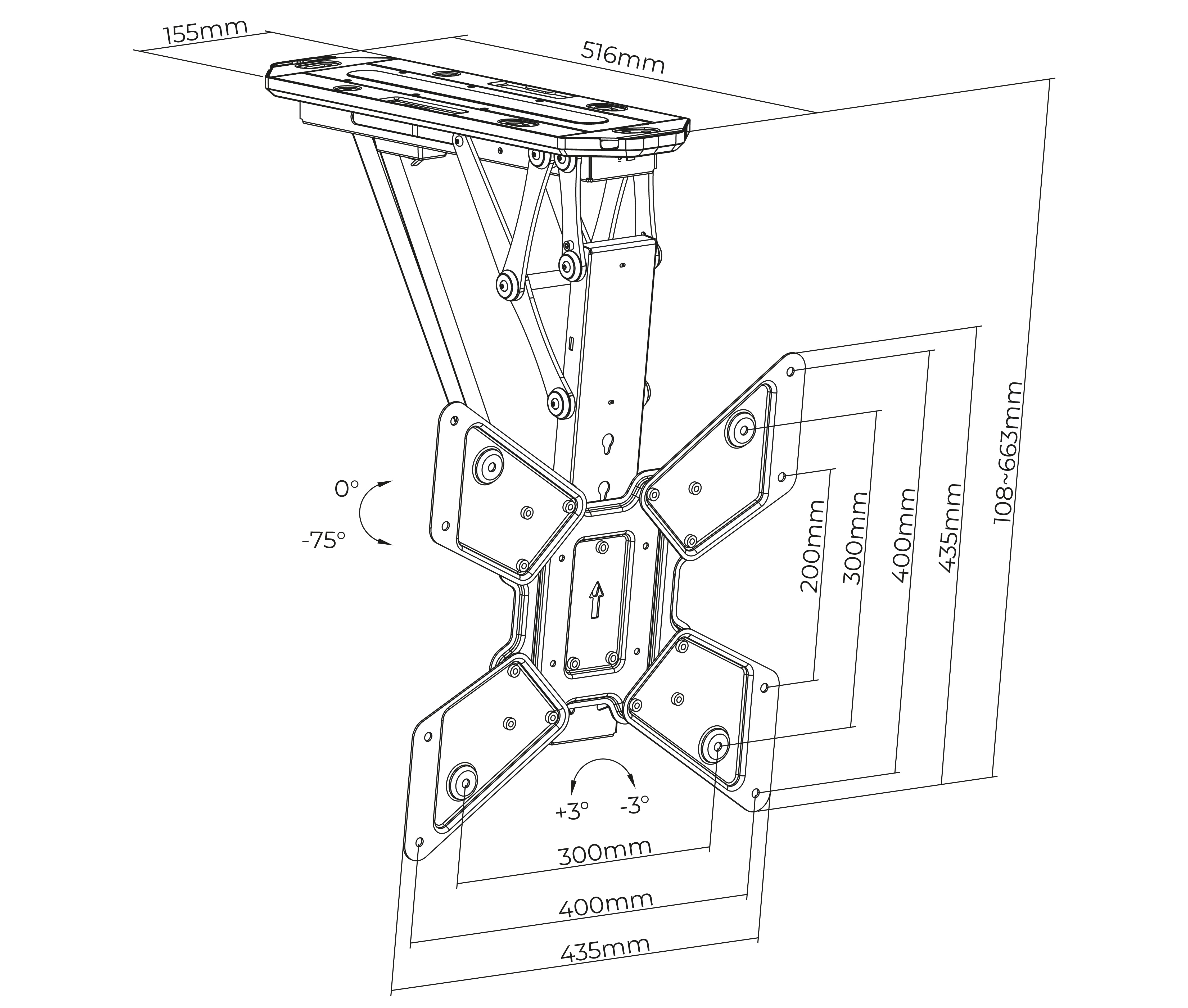 Rack Eléctrico a Control Remoto para TV 23 a 55 Pulg / VESA Max 400x400mm / Carga 30 kg