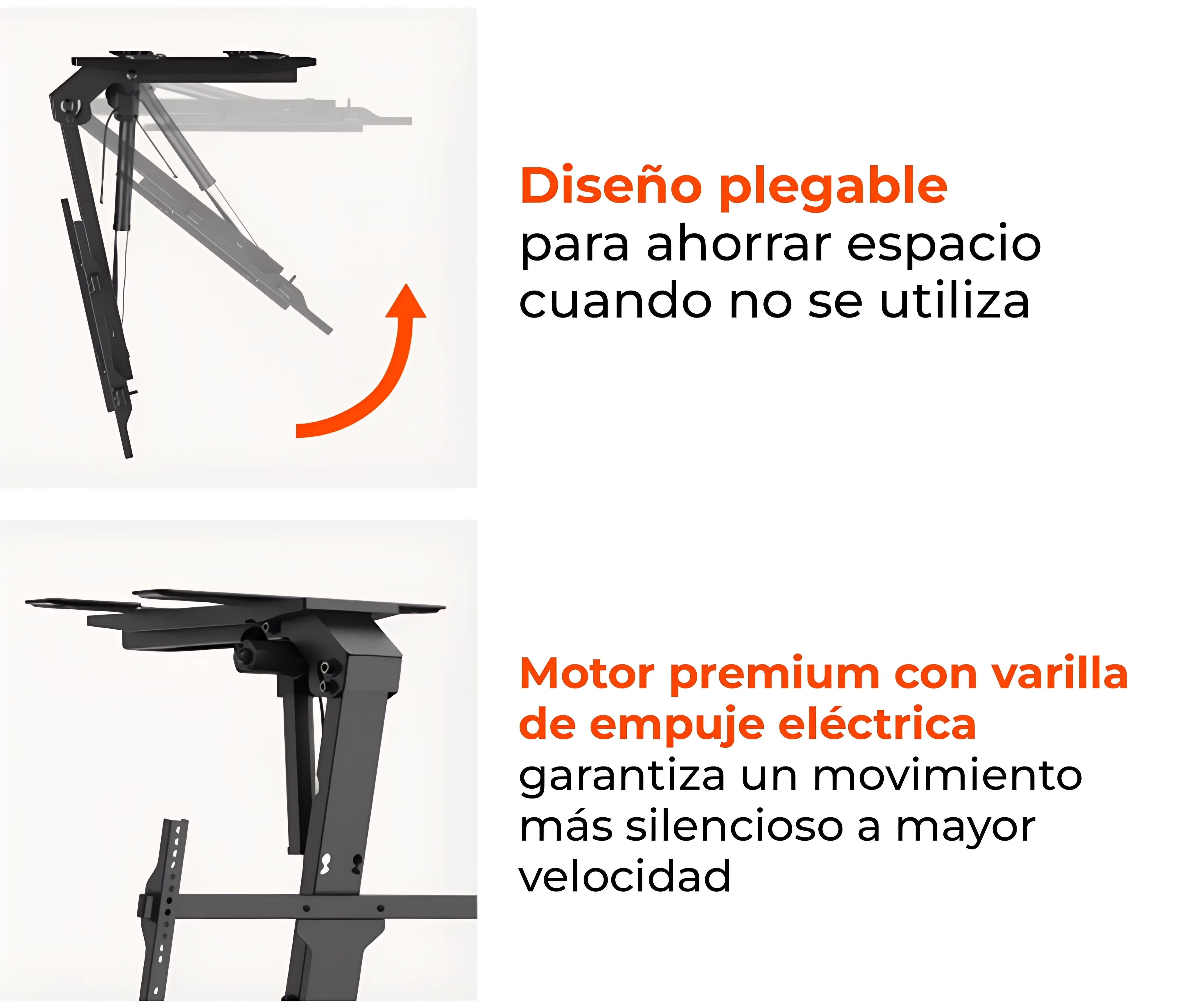 Rack Techo Eléctrico Plegable a Control Remoto TV 37 a 65 Pulg / VESA Max 600x400mm / Carga 45 kg