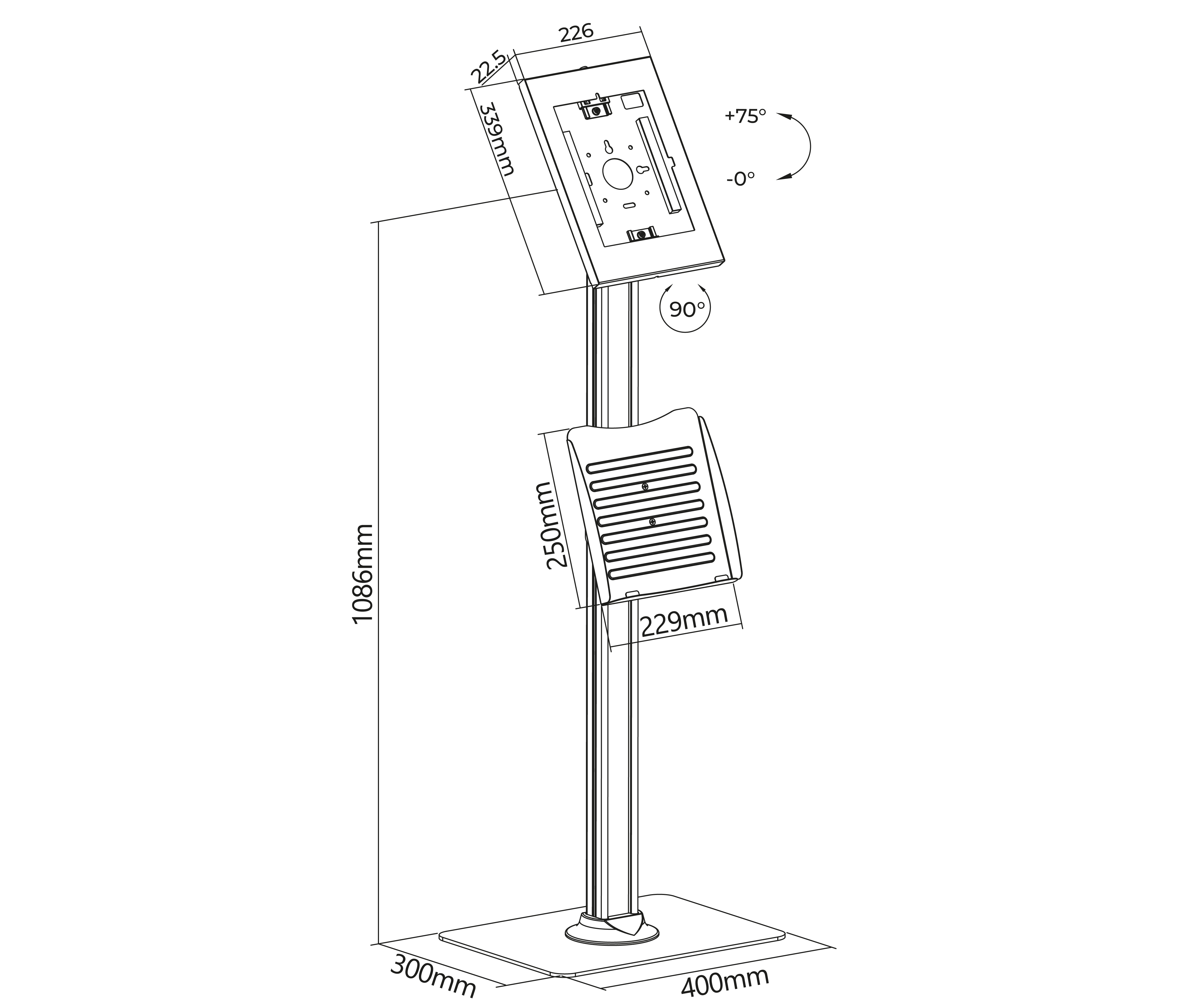 Pedestal Antirrobo para Tablet iPad 9.7 a 11 Pulg