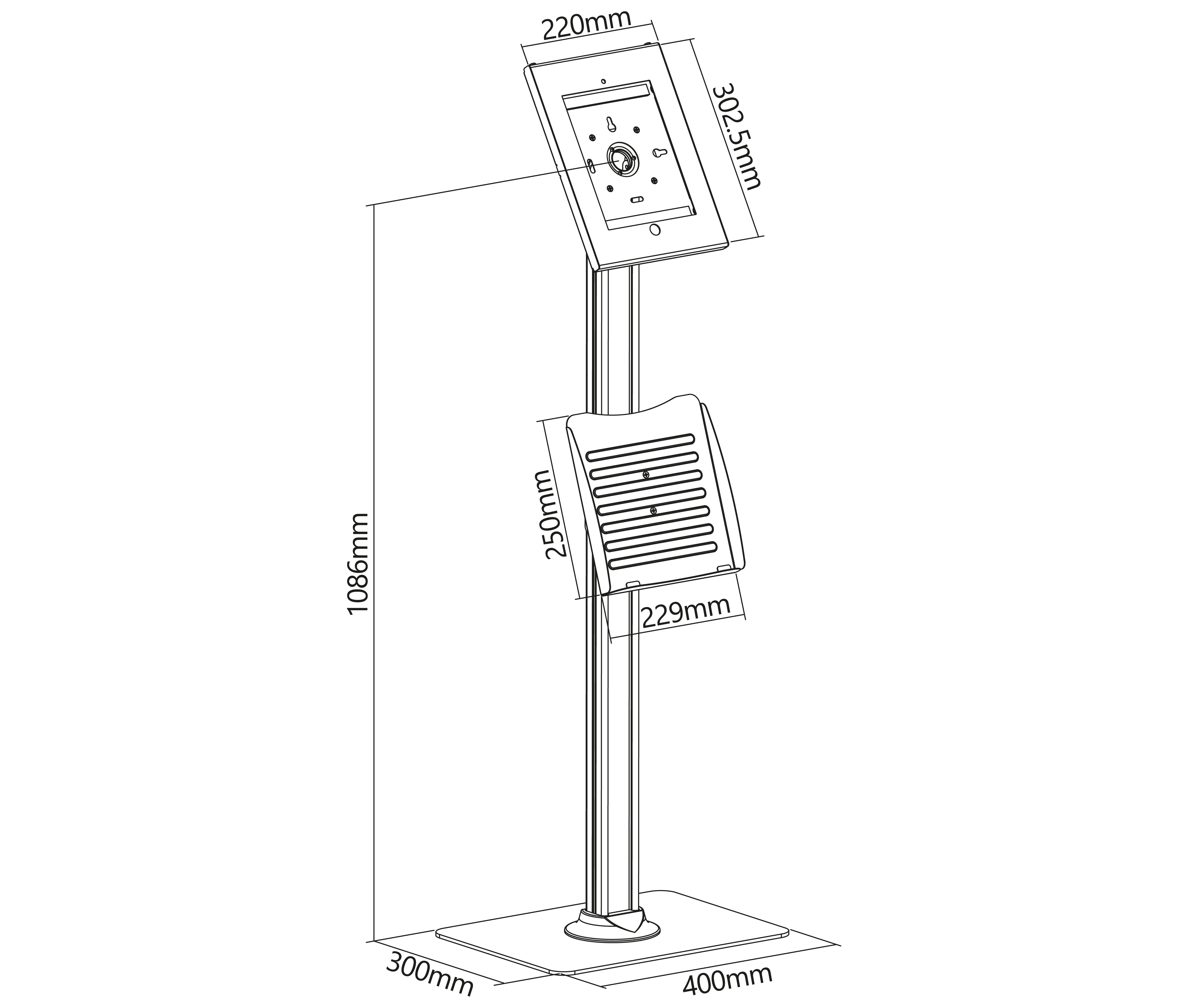 Pedestal Soporte Antirrobo para Tablet iPad PRO 12.9 Pulg