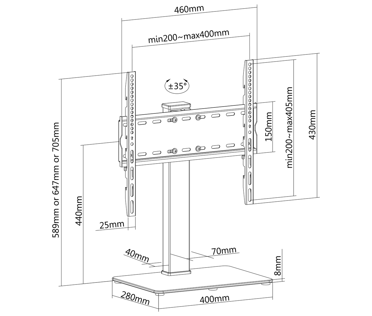 Soporte Base Giratoria para TV 32 a 55 Pulg / VESA Max 400x400mm / Carga 40 kg