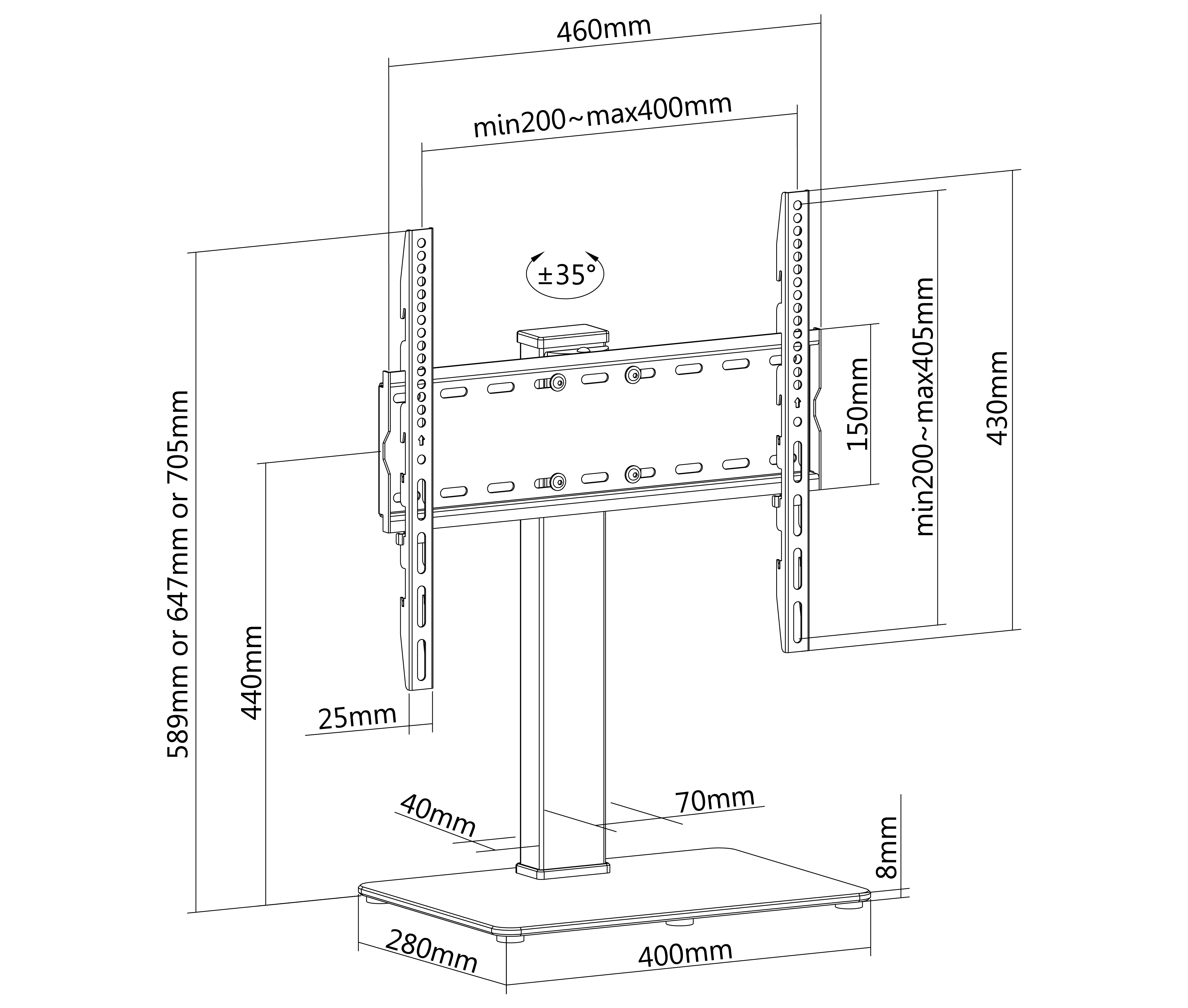 Soporte Base Giratoria para TV 32 a 55 Pulg / VESA Max 400x400mm / Carga 40 kg
