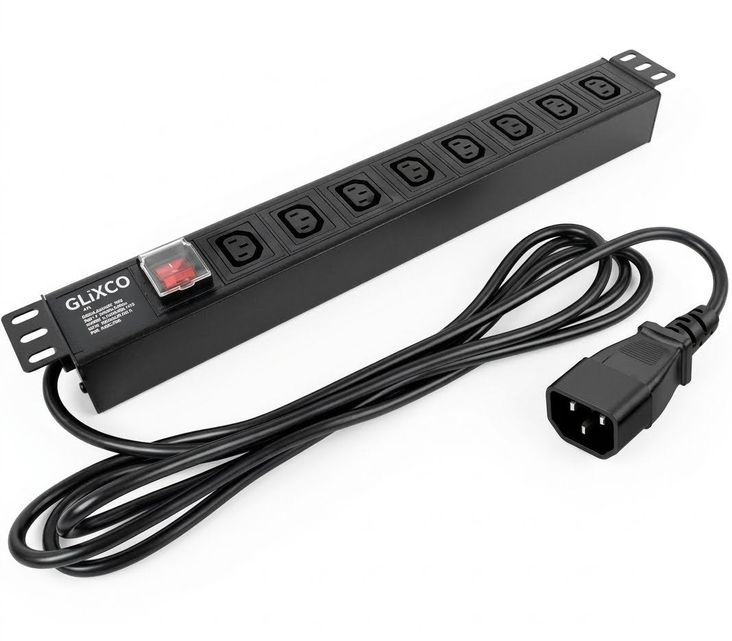 PDU Power Rack de 8 tomas C13 / Enchufe C14 / Cable 3 Mt x 16AWG