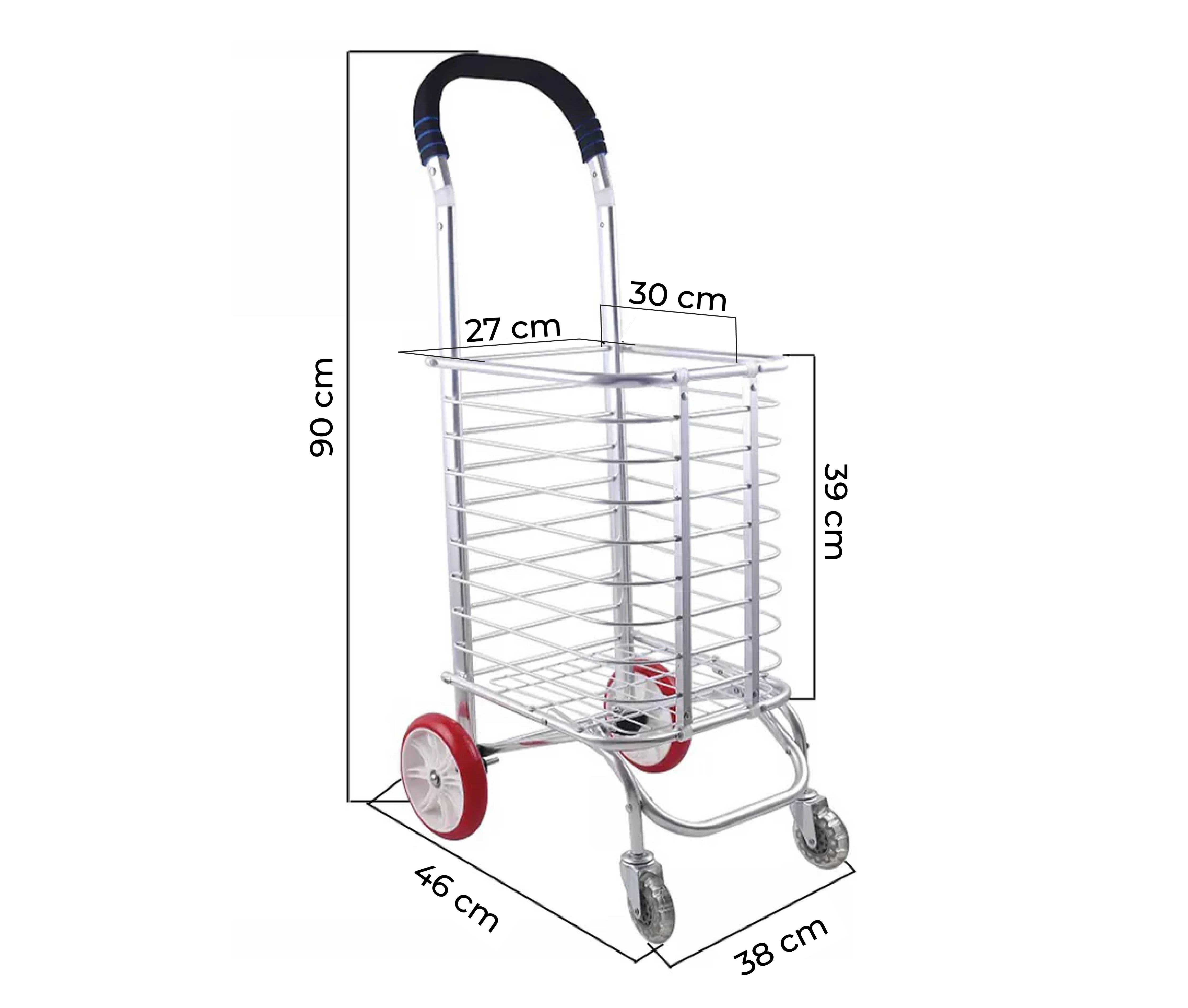 Coche de compras para Mercado / Carrito Plegable - Aluminio - 4 Ruedas