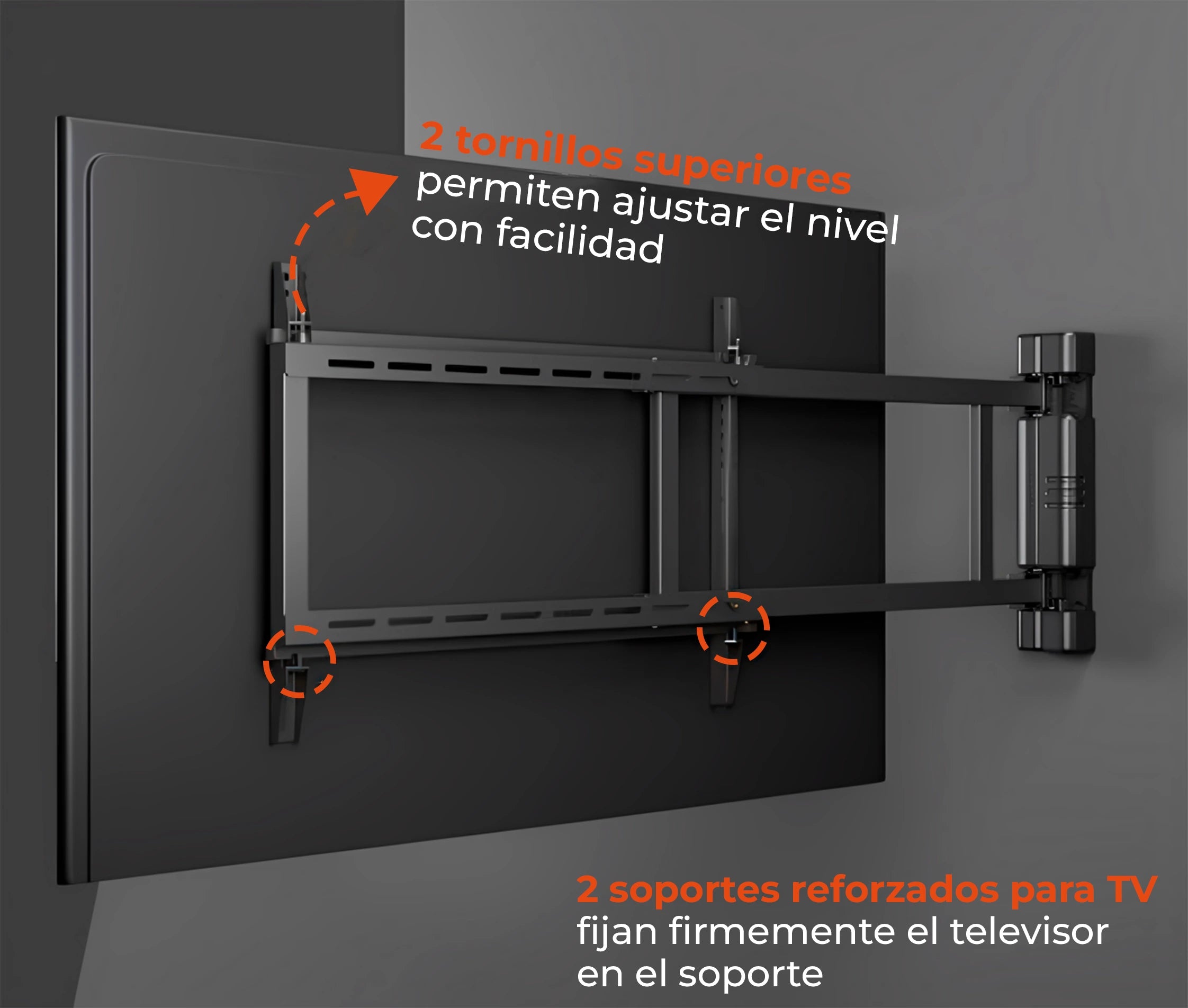 Rack Giratorio Tv 32 a 75 Pulg - Brazo Extra Largo 122 cm - VESA Max 600x400mm - Giro 180°