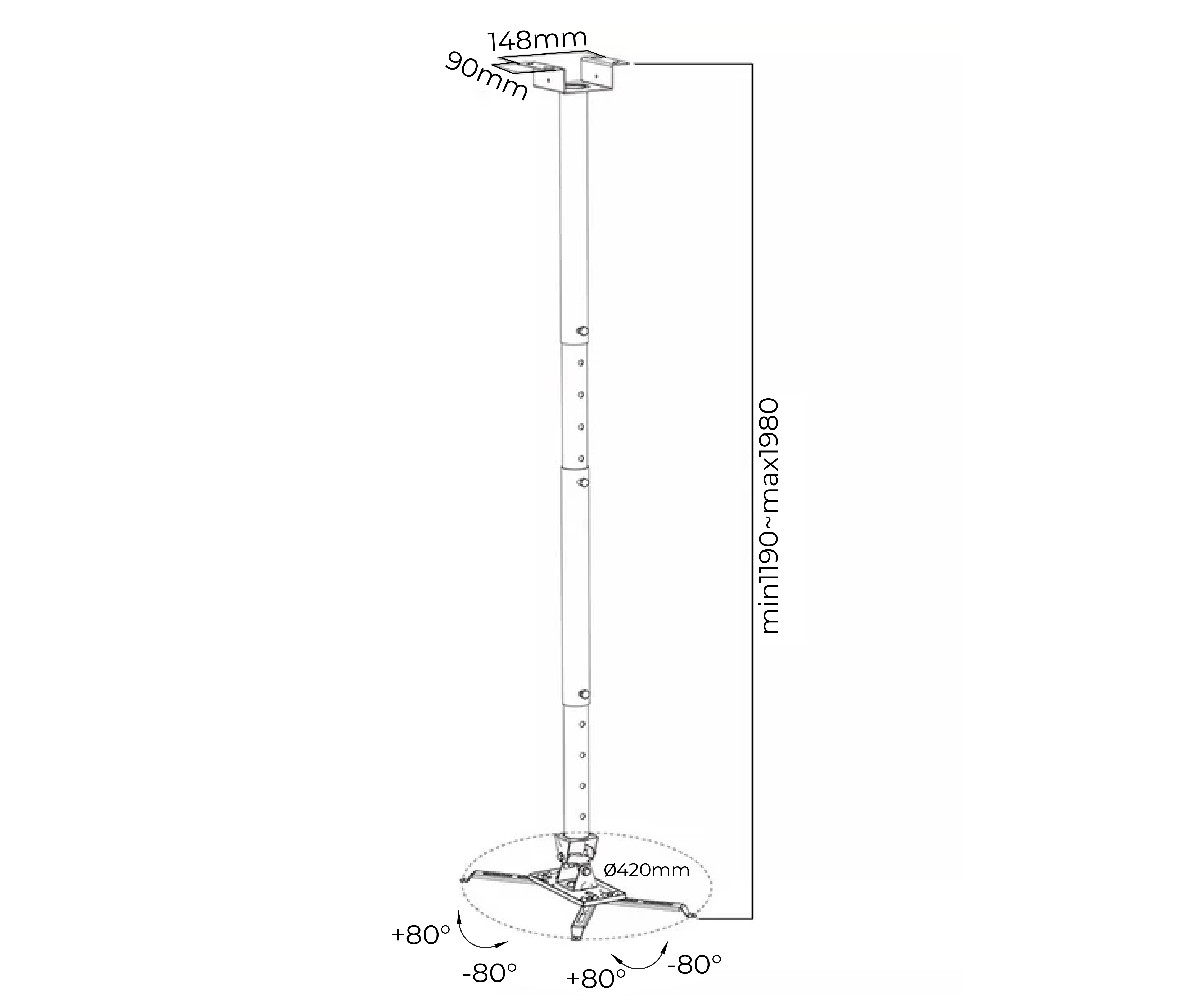 Rack Soporte para Proyector para Techo / Regulable 119 a 198cm