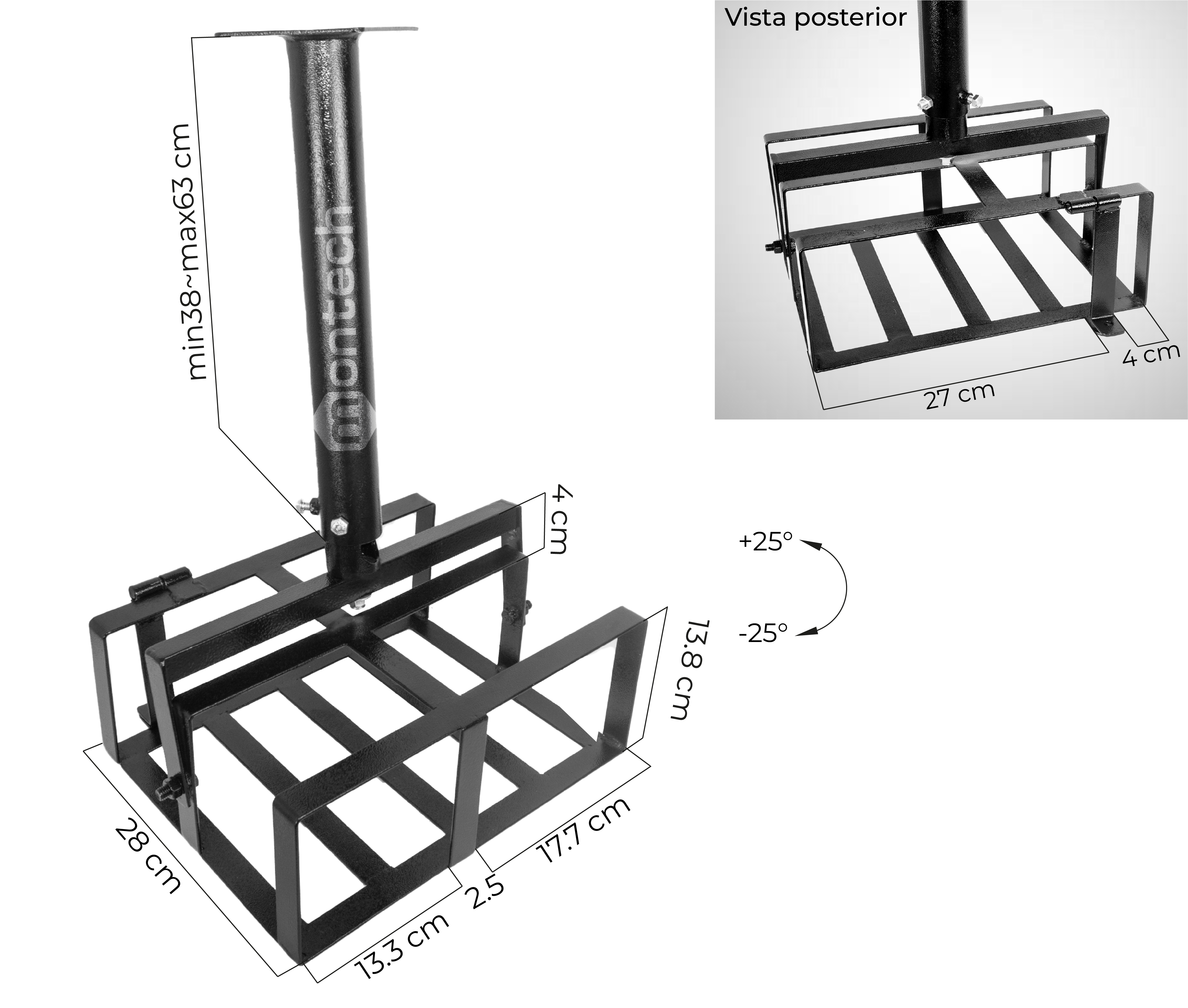 Soporte Techo para Proyector Tipo Jaula Antirrobo 34x28x13.8cm / Altura Tubo 38~63 cm
