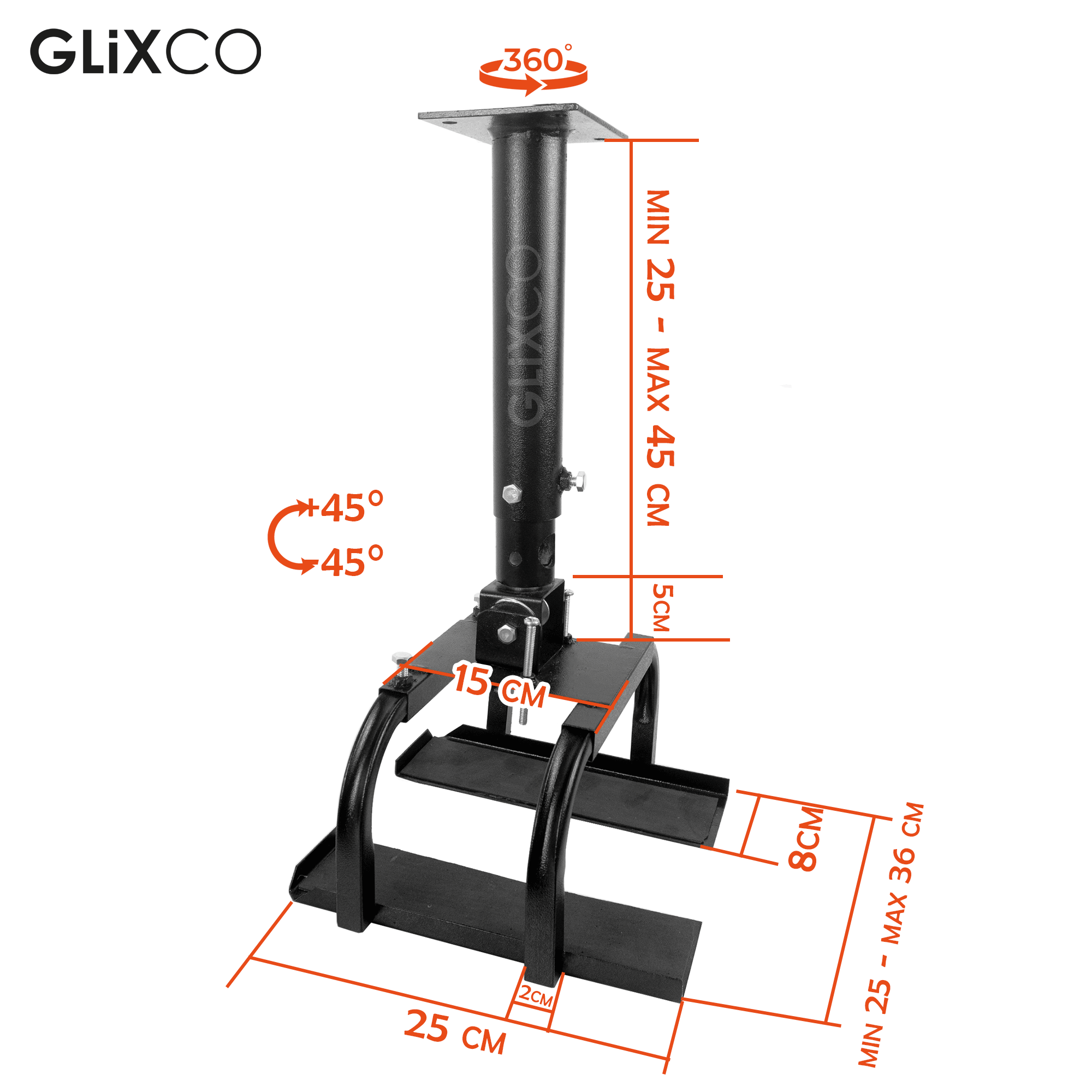 Soporte Techo para Proyector Tipo canastilla Regulable / Altura Tubo 25.5 a 45 cm