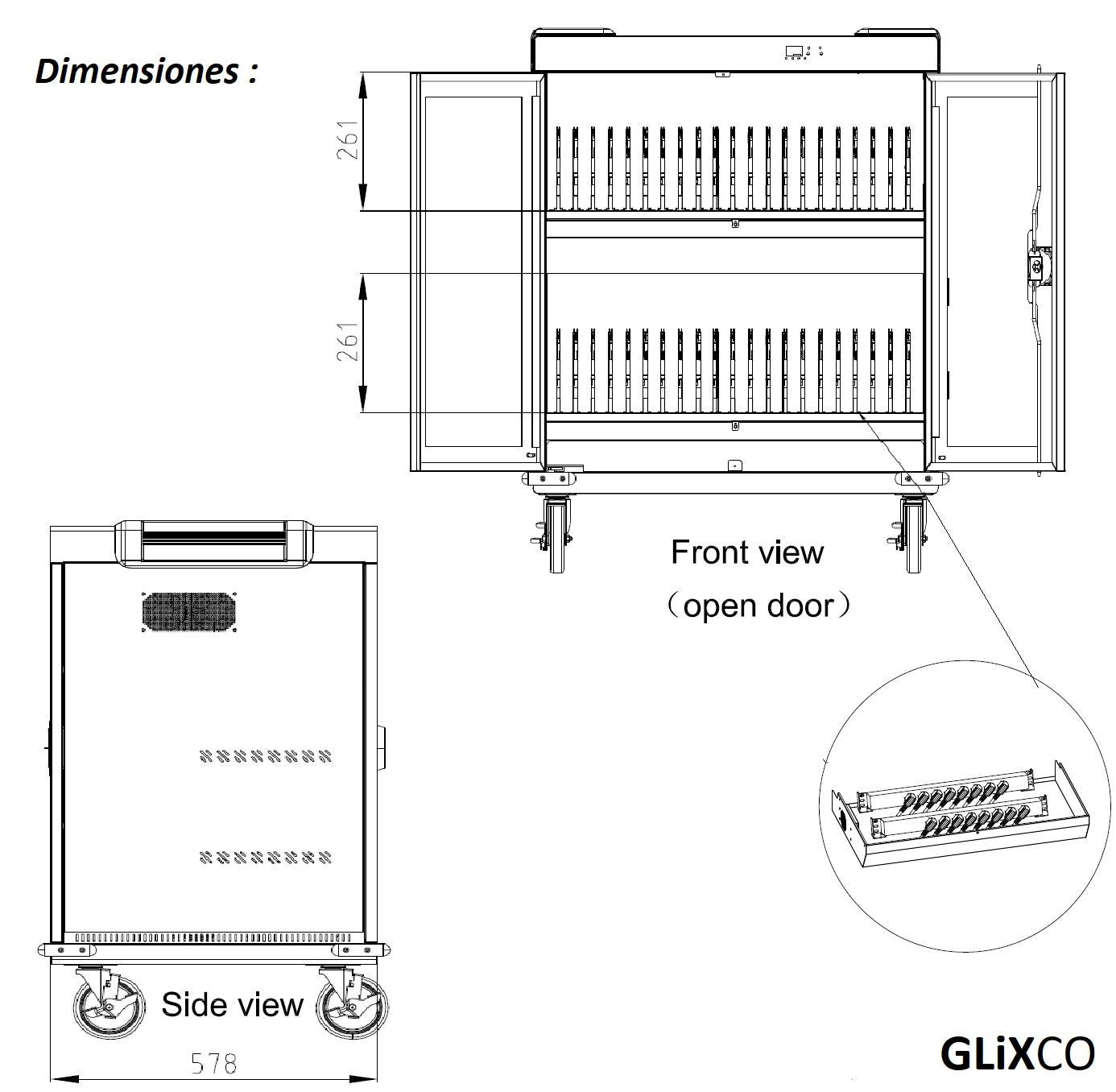 Estacion Gabinete de Carga Movil para Portatiles Tablet Laptops 15.6 Pulg / 40 Puertos