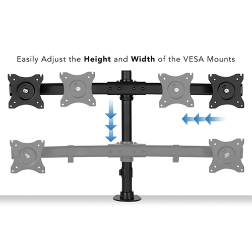 Rack Soporte Doble de Escritorio para 2 Monitores 13 a 27 Pulg / Tubo Extra Alto 80cm