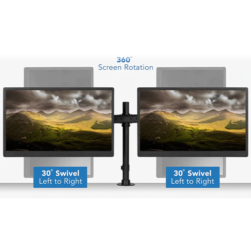 Rack Soporte Doble de Escritorio para 2 Monitores 13 a 27 Pulg / Tubo Extra Alto 80cm