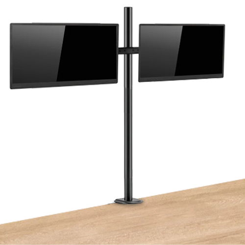 Rack Soporte Doble de Escritorio para 2 Monitores 13 a 27 Pulg / Tubo Extra Alto 80cm