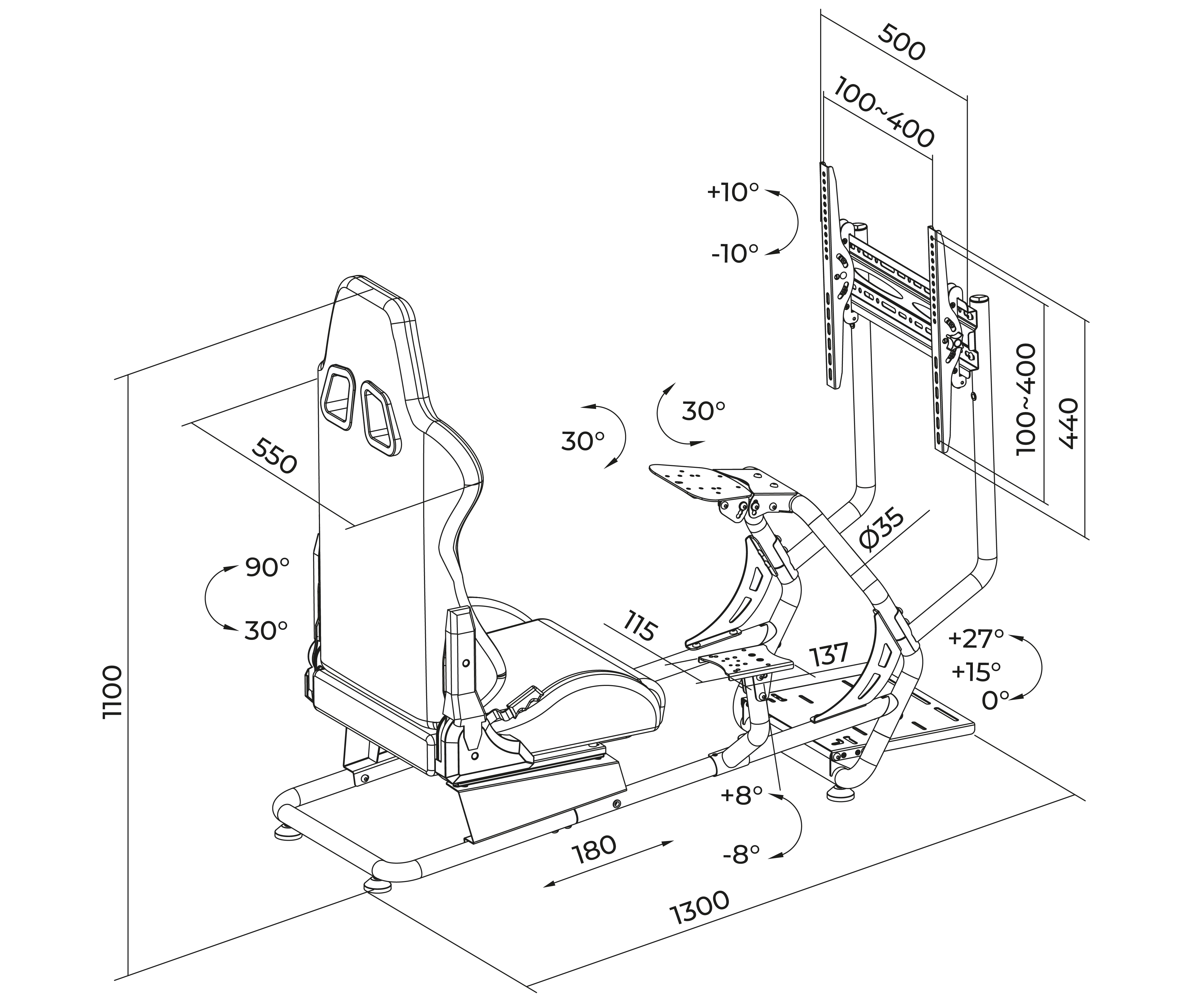 Butaca simulador PLAYSEAT para vídeo juegos de carreras para pantalla 32 a 50 Pulg