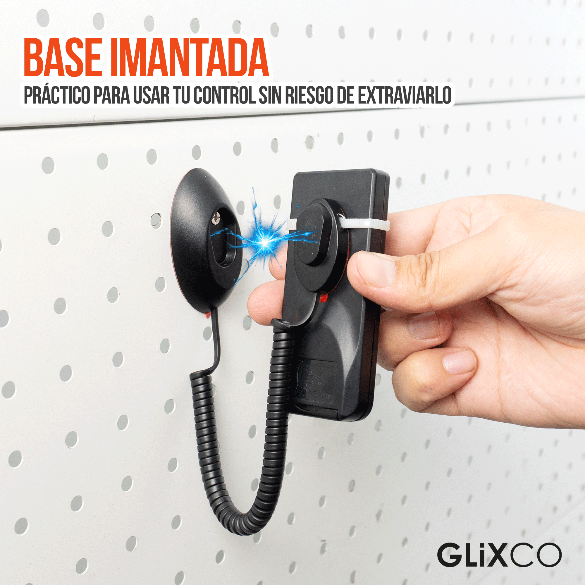 Cable Retráctil Imantado para Control Remoto / Soporte Magnético Antipérdida / Fijación en pared / Largo Max 80cm