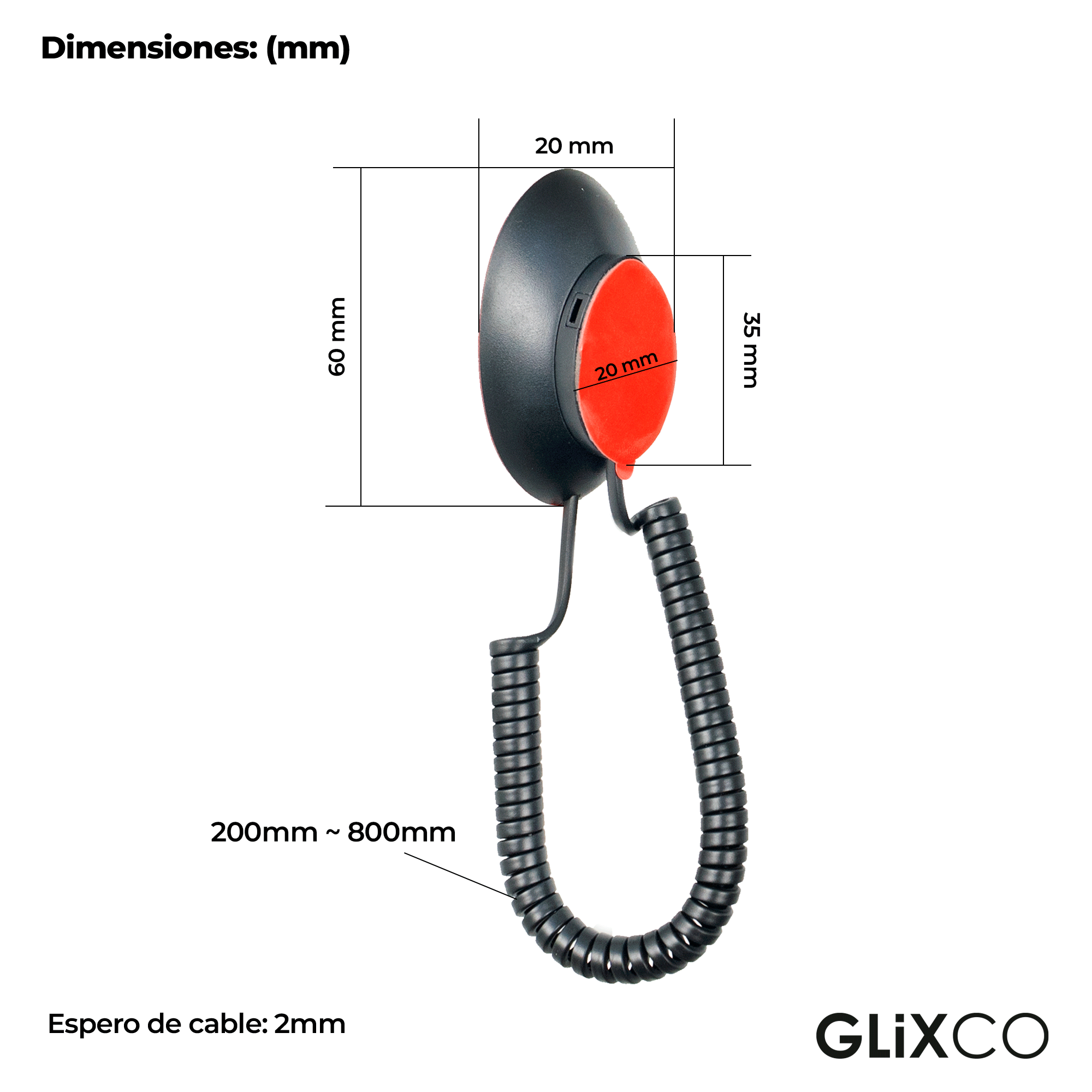 Cable Retráctil Imantado para Control Remoto / Soporte Magnético Antipérdida / Fijación en pared / Largo Max 80cm