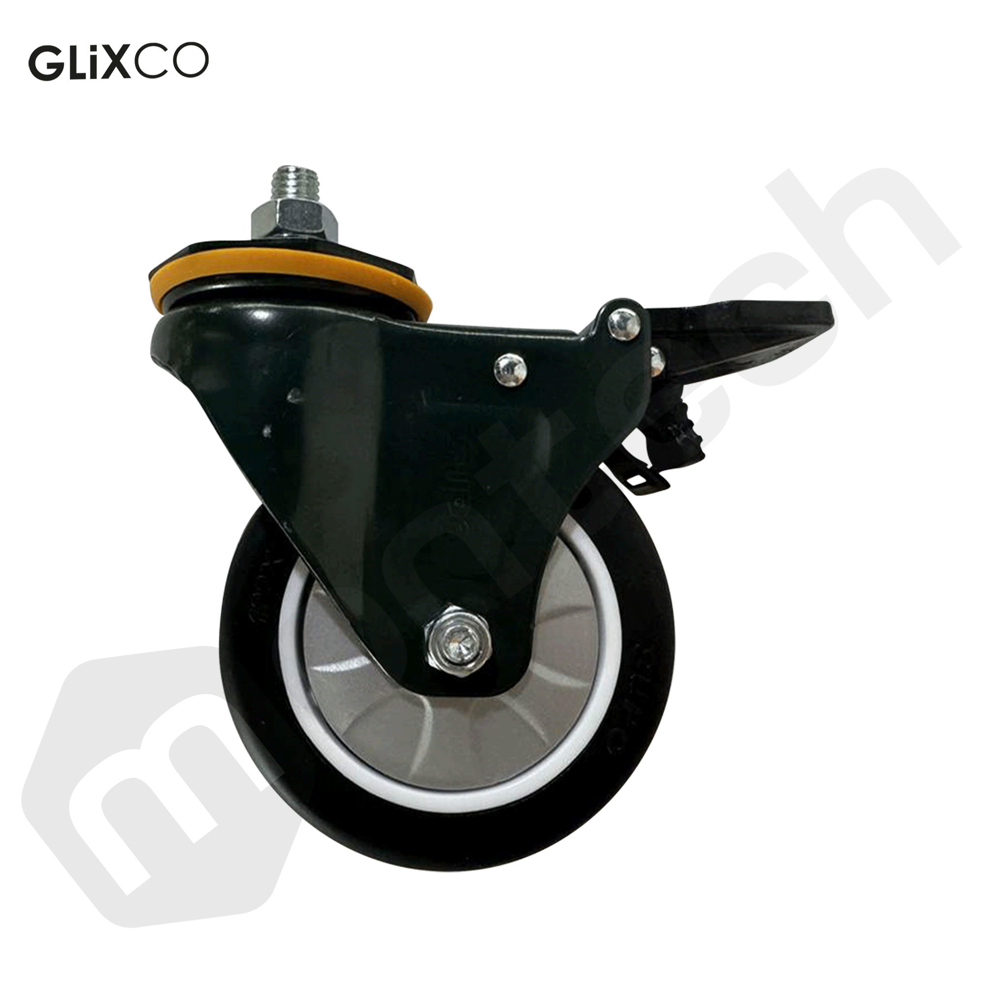Rueda Garrucha 4" Pulg (100mm) con perno M12 y freno