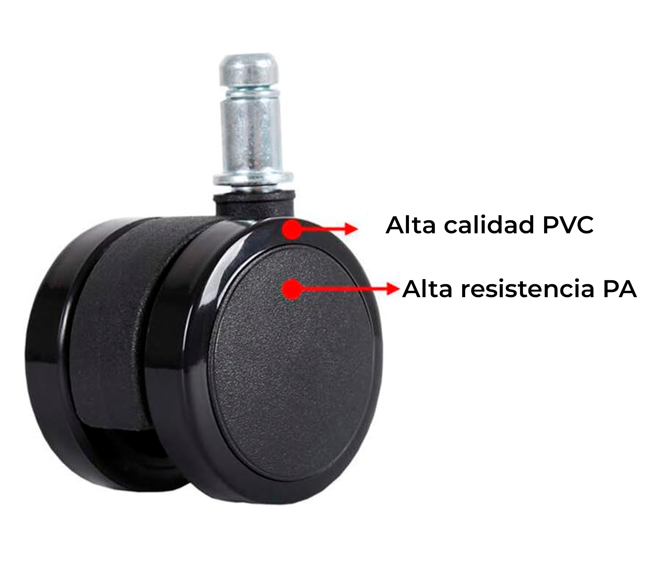 Rueda Garrucha para silla de oficina / Diametro Rueda 2.5" Pulg (60mm) / (x5)