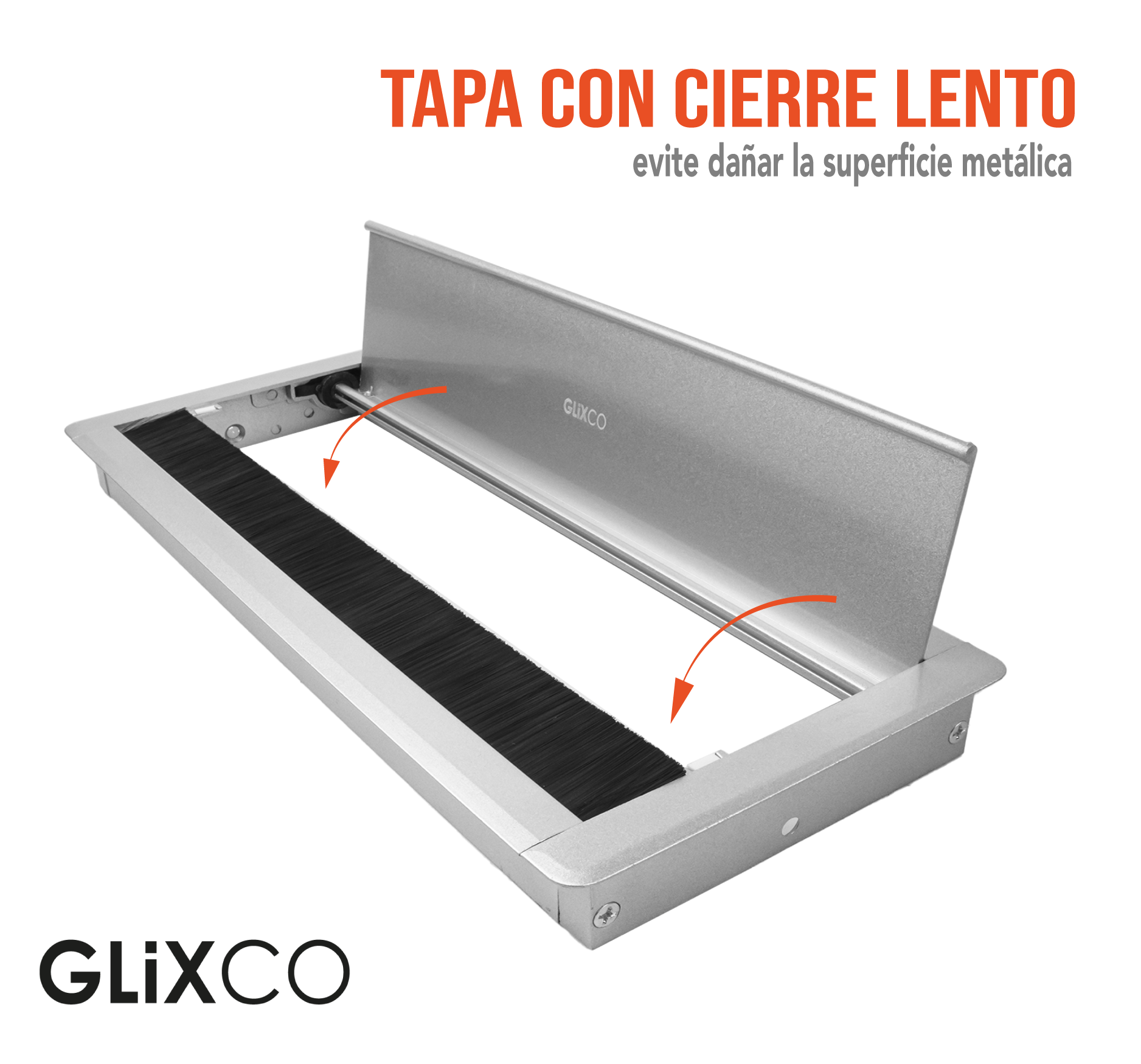 Tapa Pasacables de Aluminio con Cierre Lento (Largo 30 x Anch 12.7 cm)