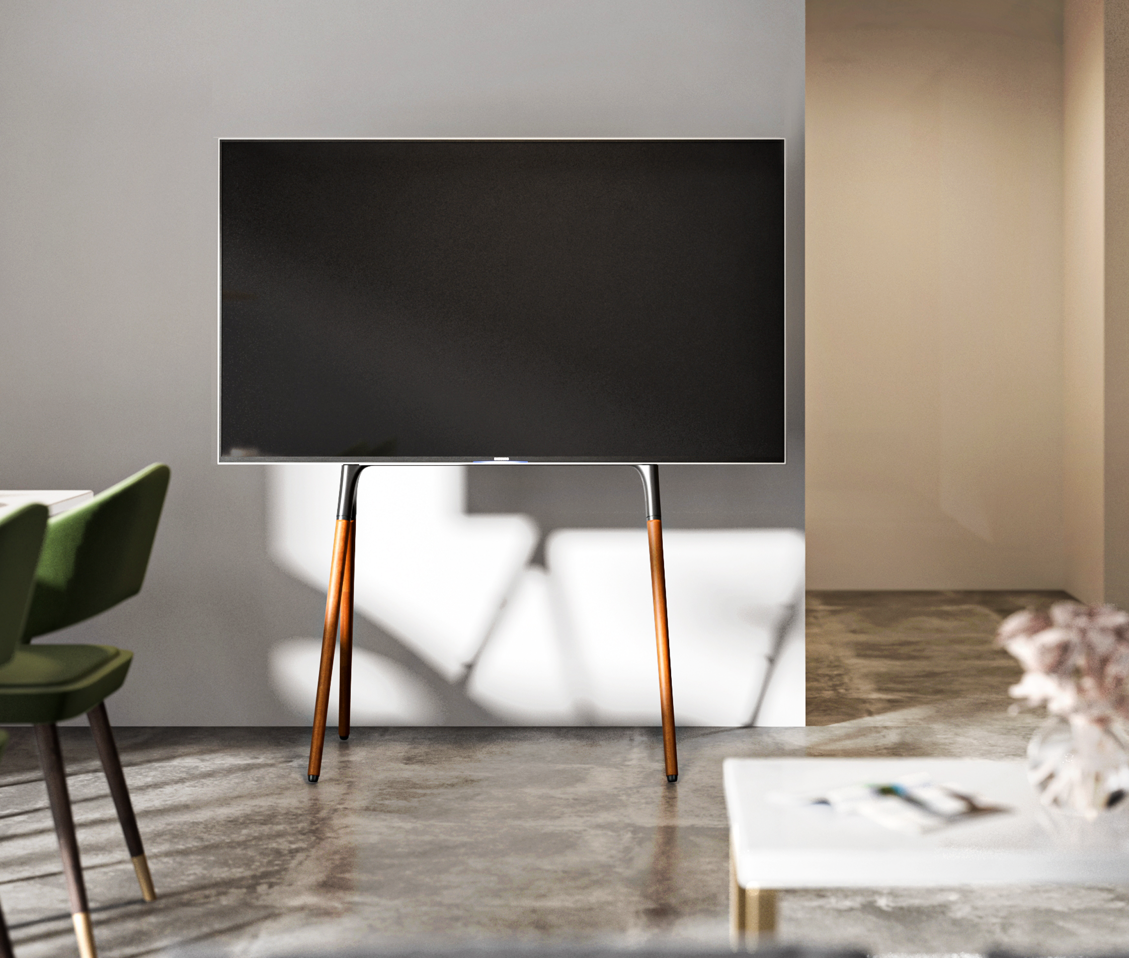 Pedestal con 4 Patas Madera TV 49 a 70 Pulg / VESA Max 600x400mm / Carga 40 kg