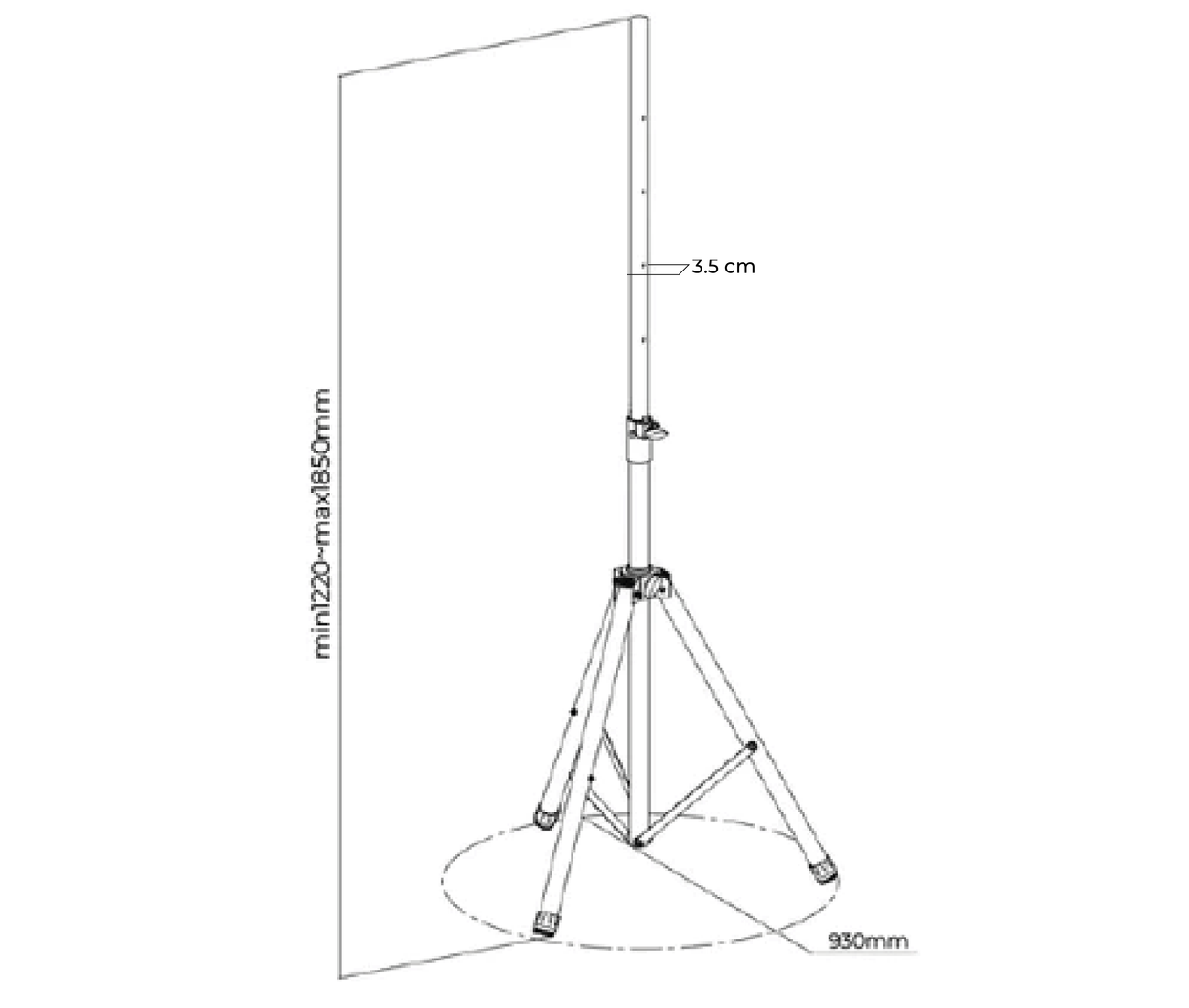 Trípode Pedestal Profesional para Parlante caja Acustica Activa / Carga 60 Kg / Altura Max 185cm/ Full Metal