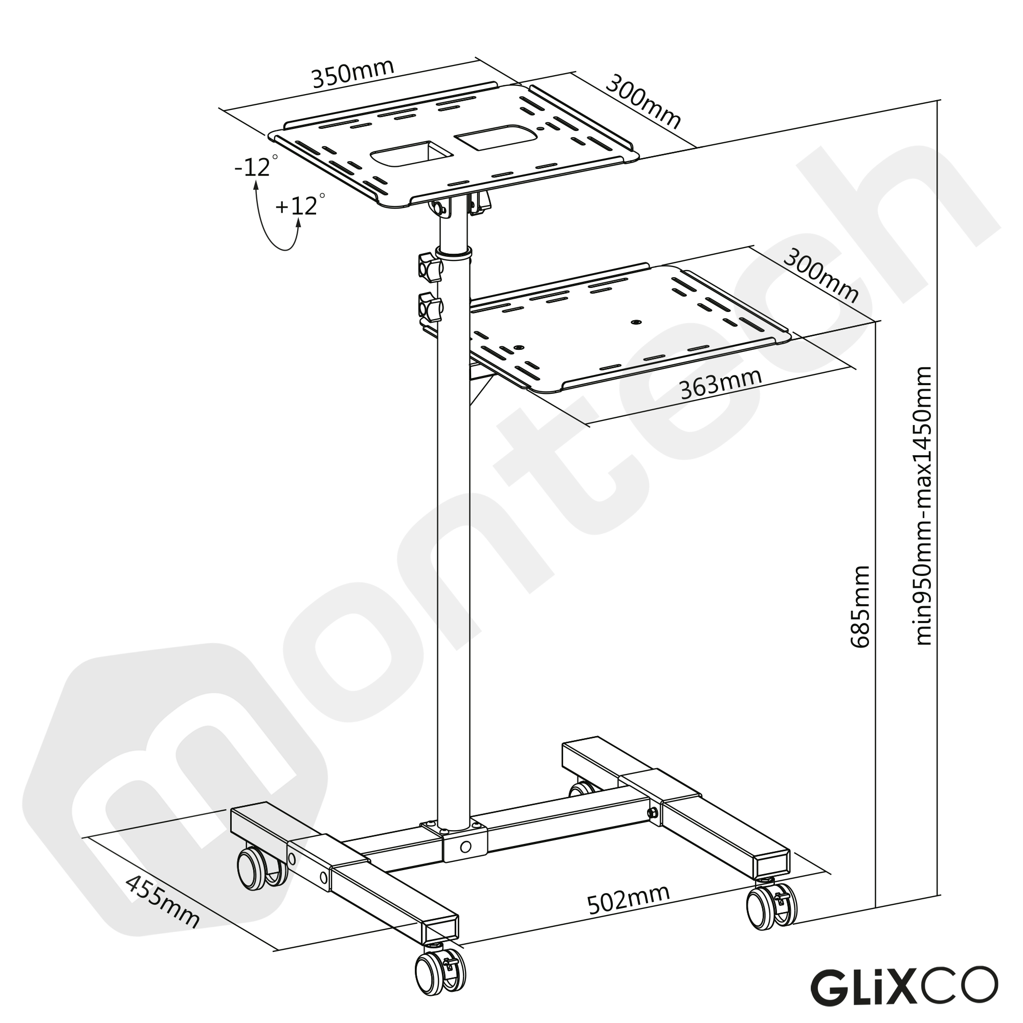 Mesa móvil con ruedas para Proyector & Laptop