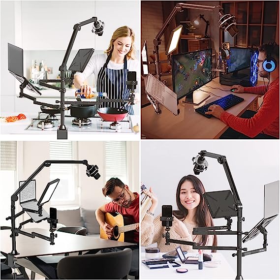 Montaje de Escritorio de Configuración de Estudio todo en uno + Rack Monitor y Laptop