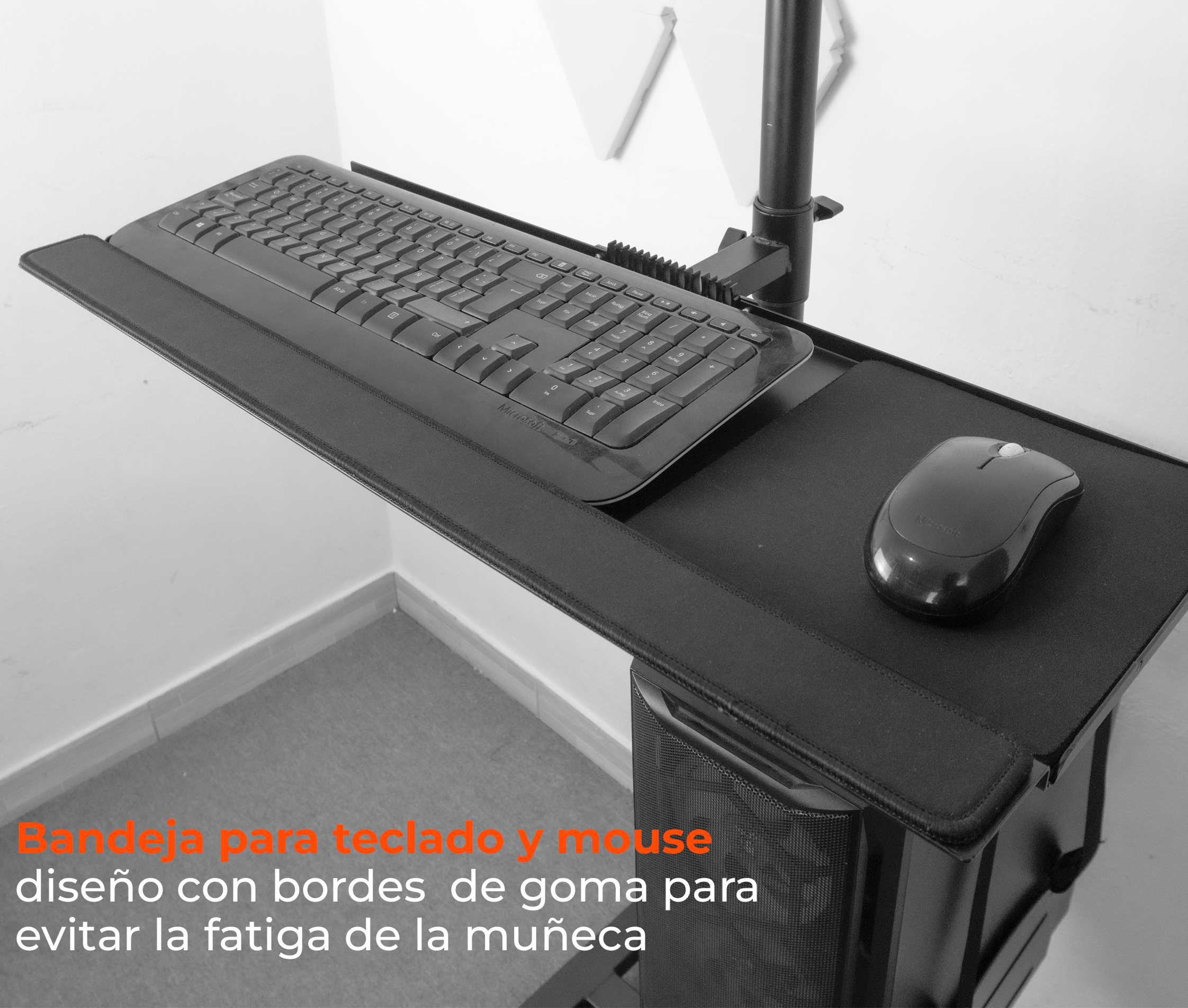 Pedestal con Ruedas para Monitor 17 a 32 pulg con Soporte para CPU y Teclado