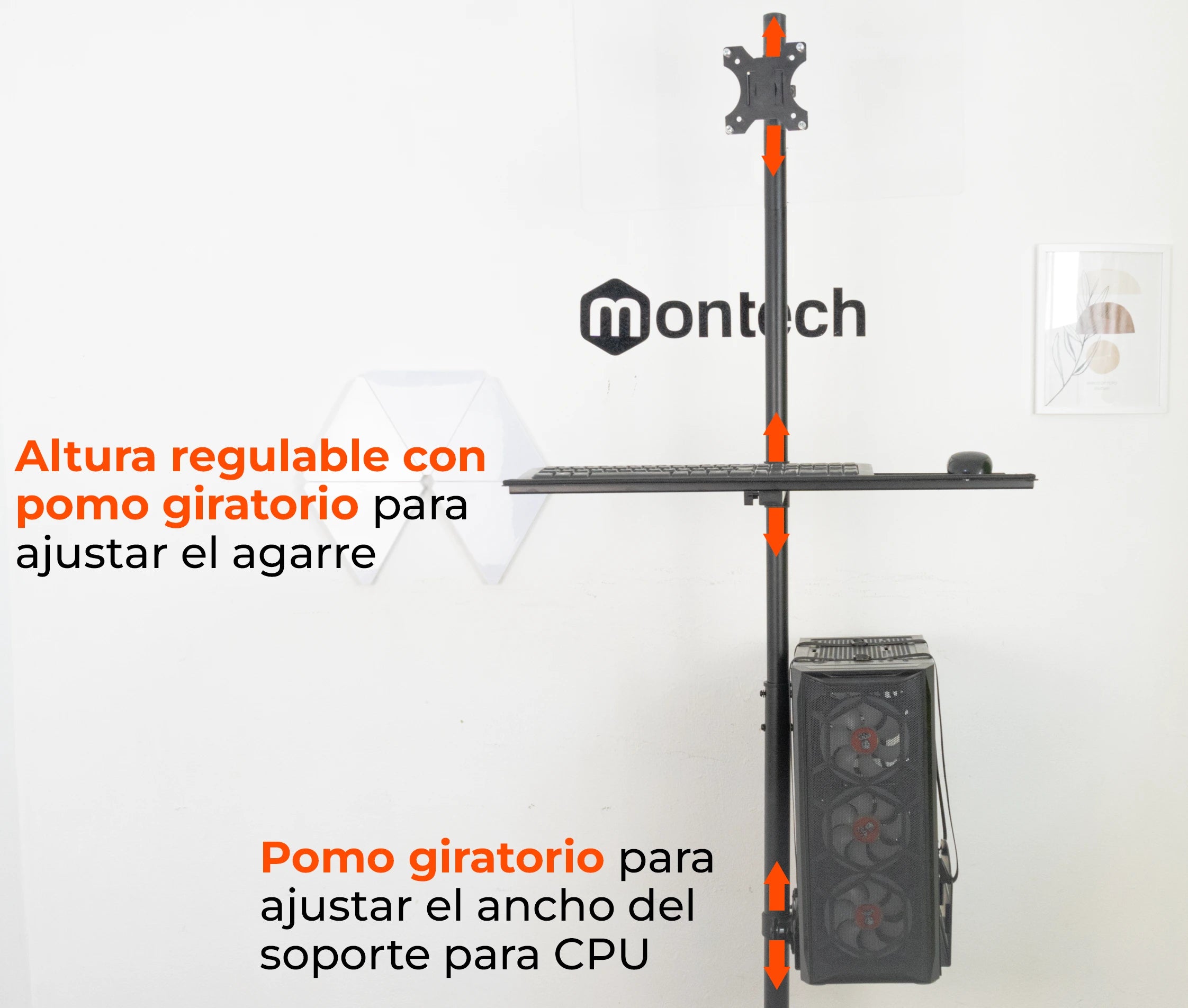 Pedestal con Ruedas para Monitor 17 a 32 pulg con Soporte para CPU y Teclado