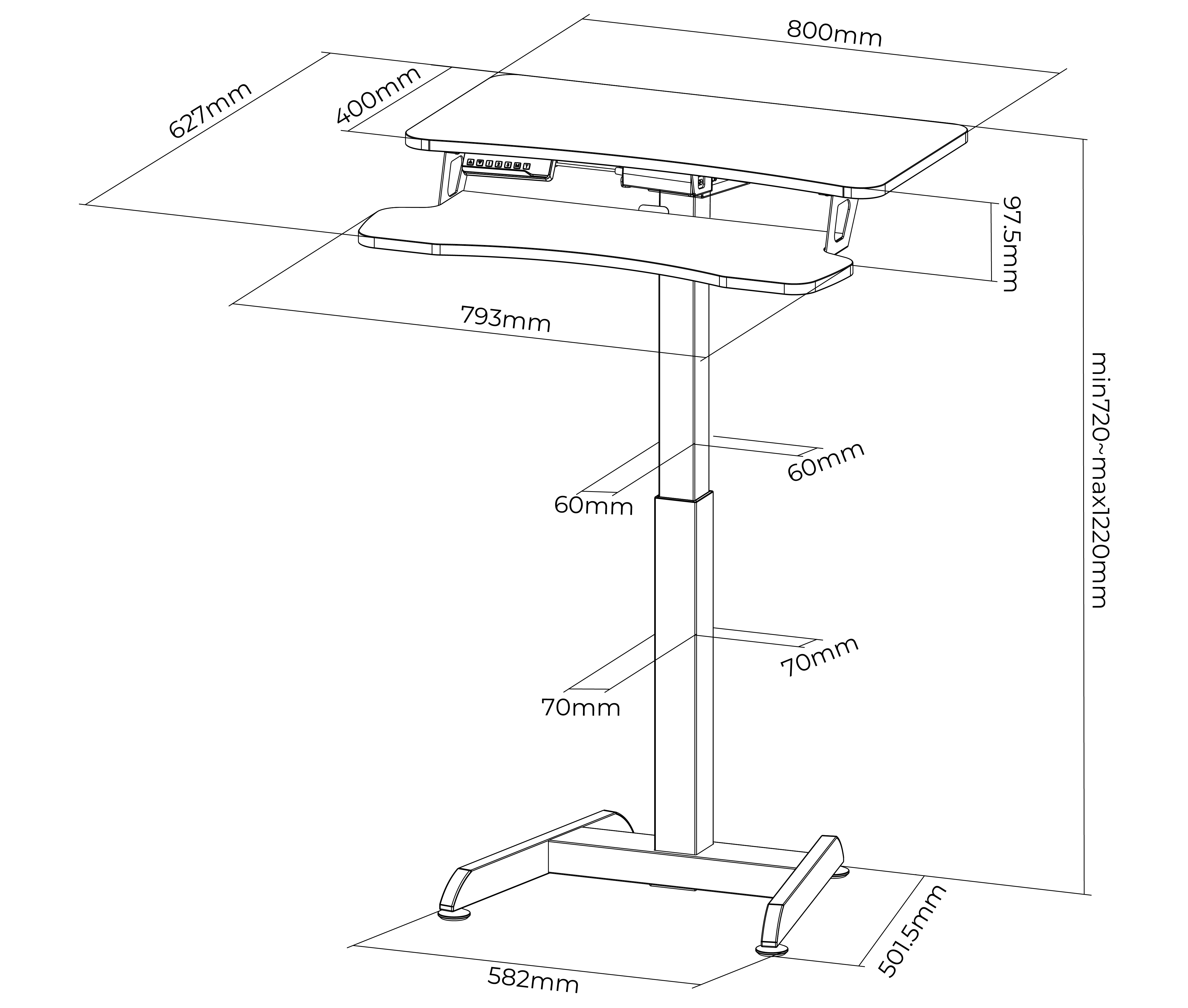 Mesa Escritorio Eléctrico con Bandeja para Teclado / Altura Regulable