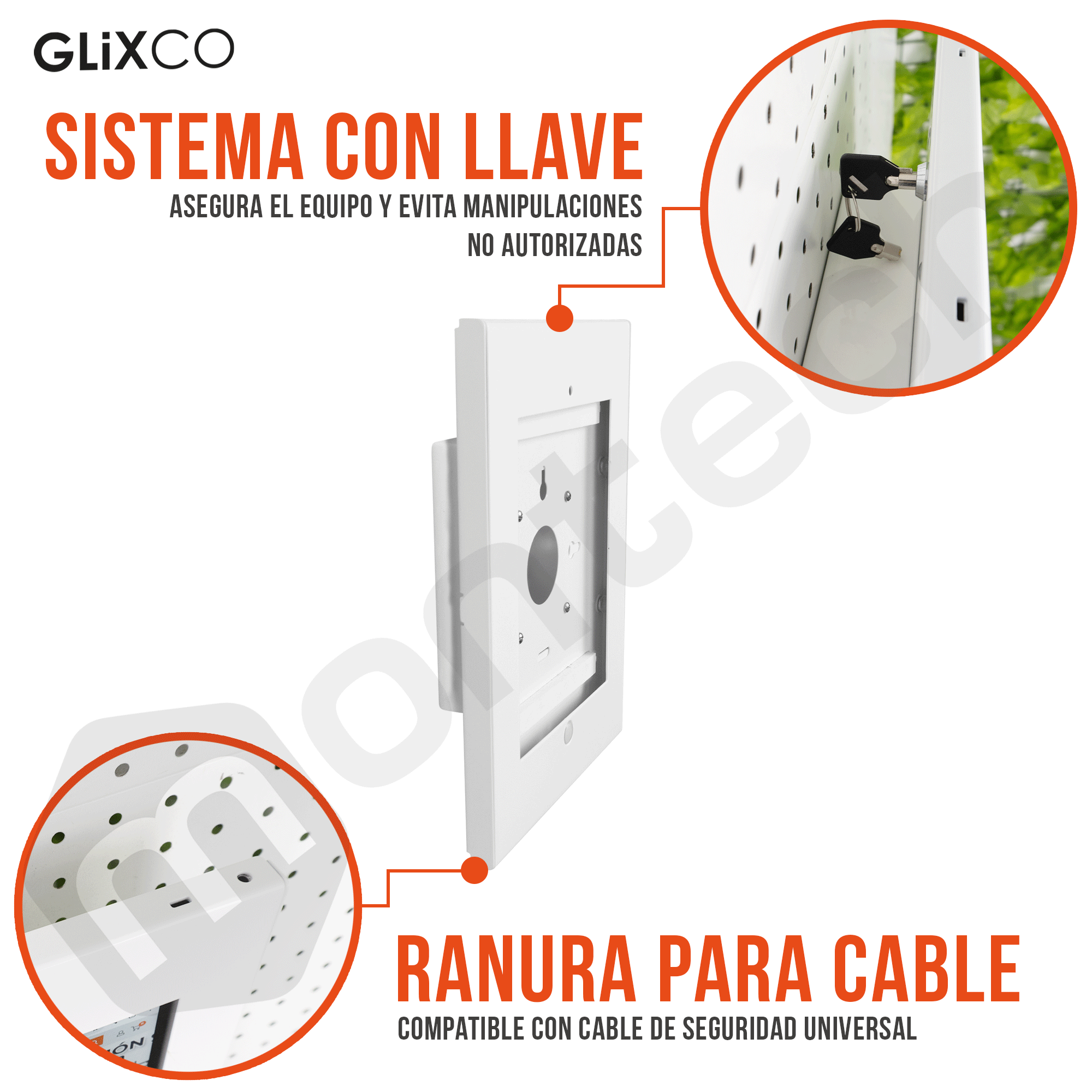 Soporte de seguridad para Tablet iPad 9.7 con Base Rectangular - Pared