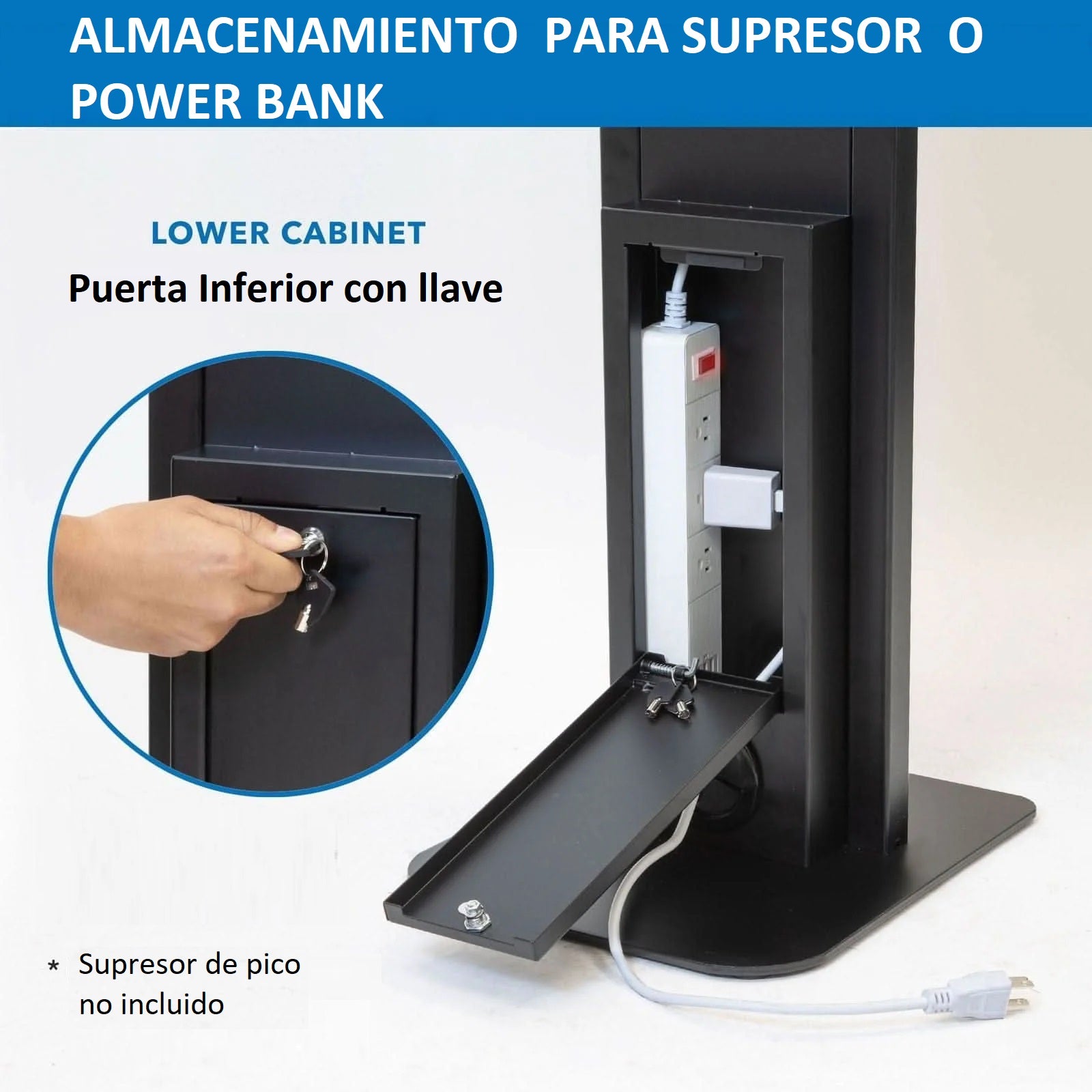 KIOSCO PEDESTAL ANTIRROBO PARA TABLET iPAD 10.2 a 11 PULG / PANEL FRONTAL BRANDEABLE