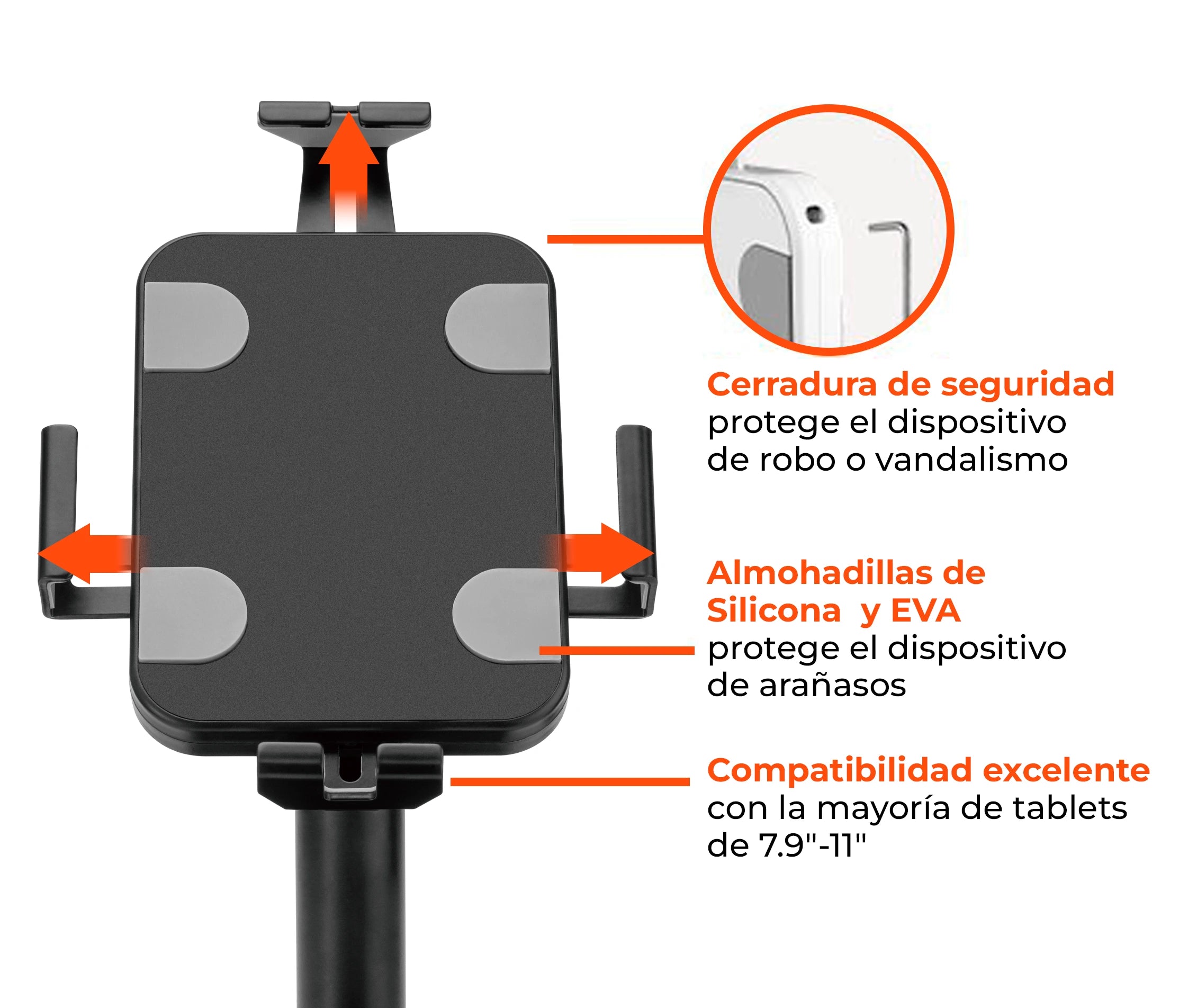 Soporte Universal Antirrobo para Tablets 7.9 a 10.5 Pulg