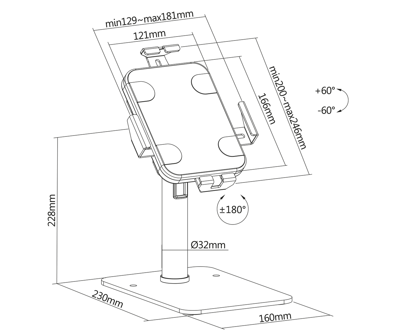 Soporte Universal Antirrobo para Tablets 7.9 a 10.5 Pulg