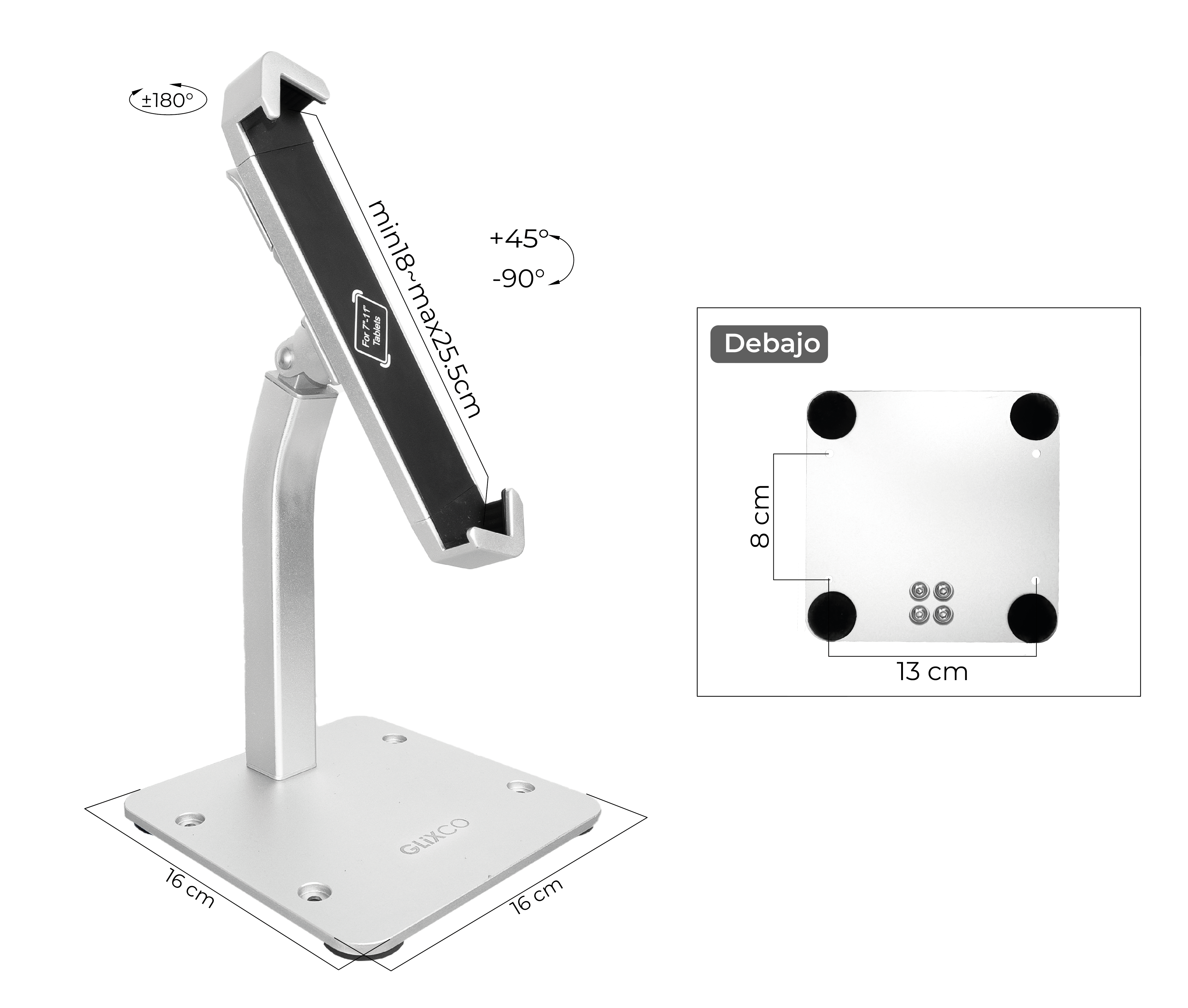 Soporte Antirrobo con Llave de Seguridad para Tablet 7 a 14 Pulg