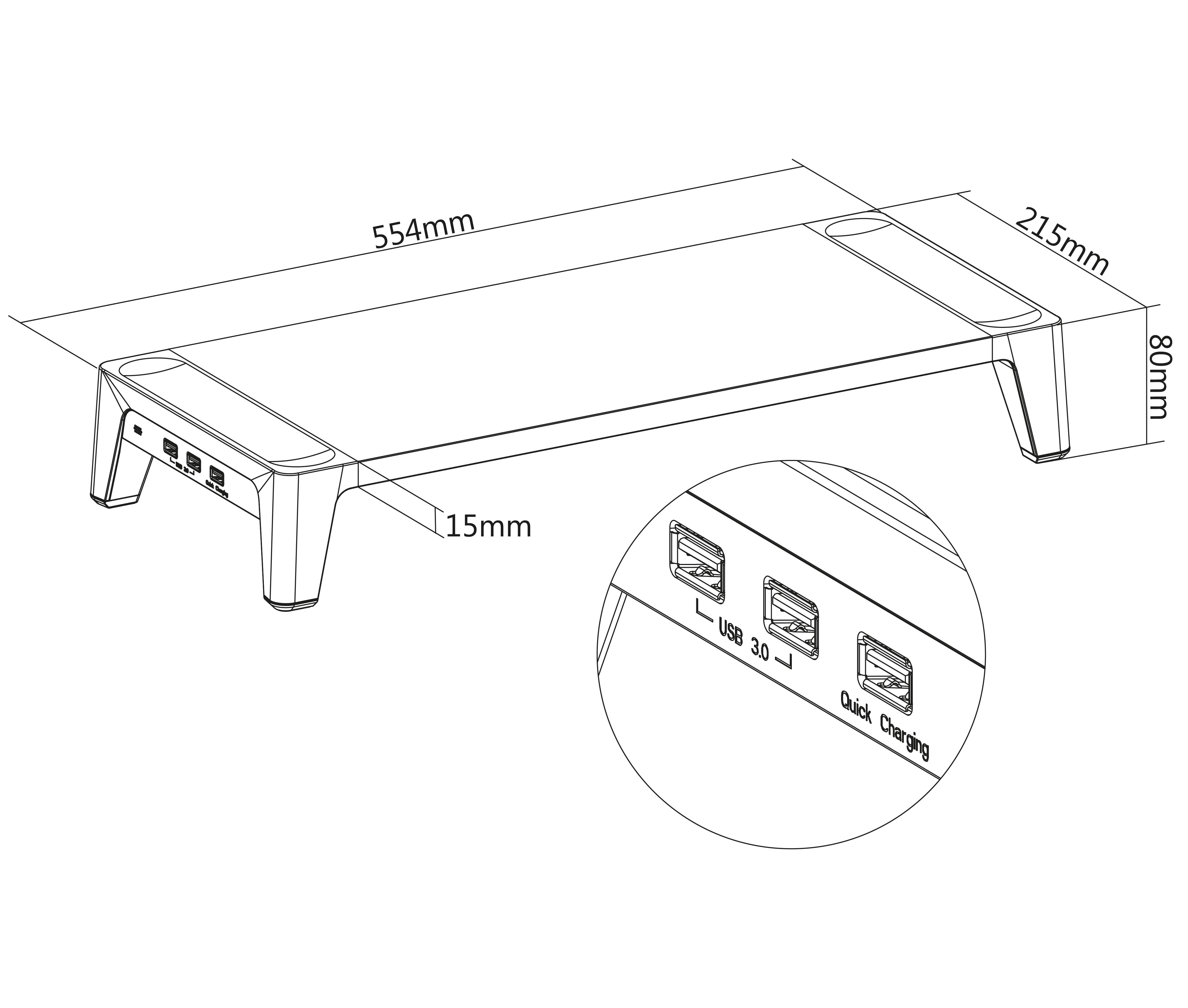 Soporte Elevador con Puerto USB 3.0 para Monitor 17 a 32 Pulg