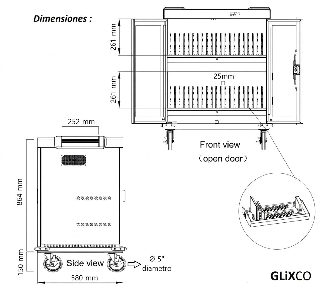 Coche Gabinete de Carga para Portatiles Tablet Laptops 15.6 Pulg / 40 Puertos