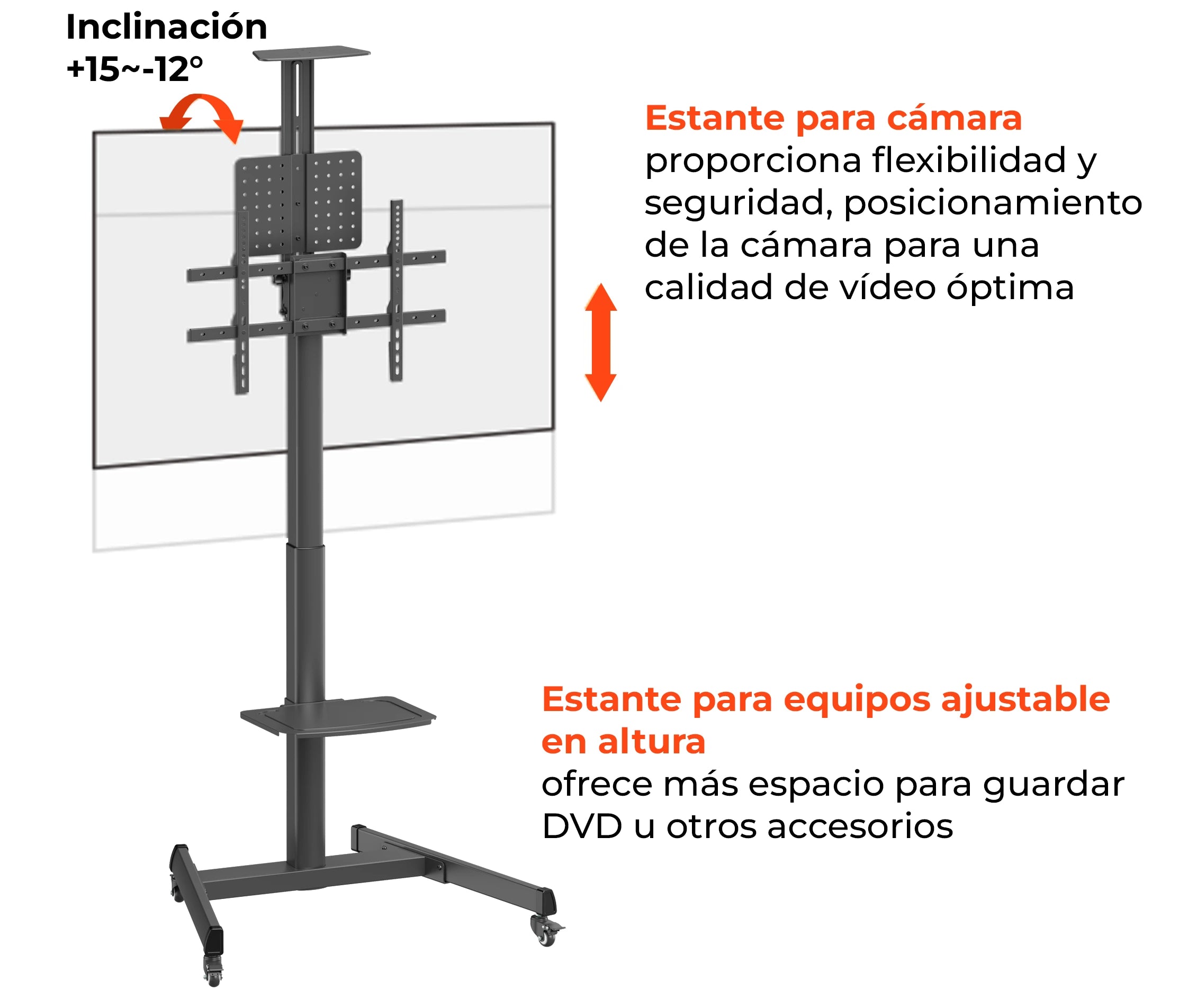 Pedestal con Rotacion Vertical y Horizontal para TV 37 a 70 Pulg / Rotación 90° / VESA Max 600x400mm / Carga 50 kg