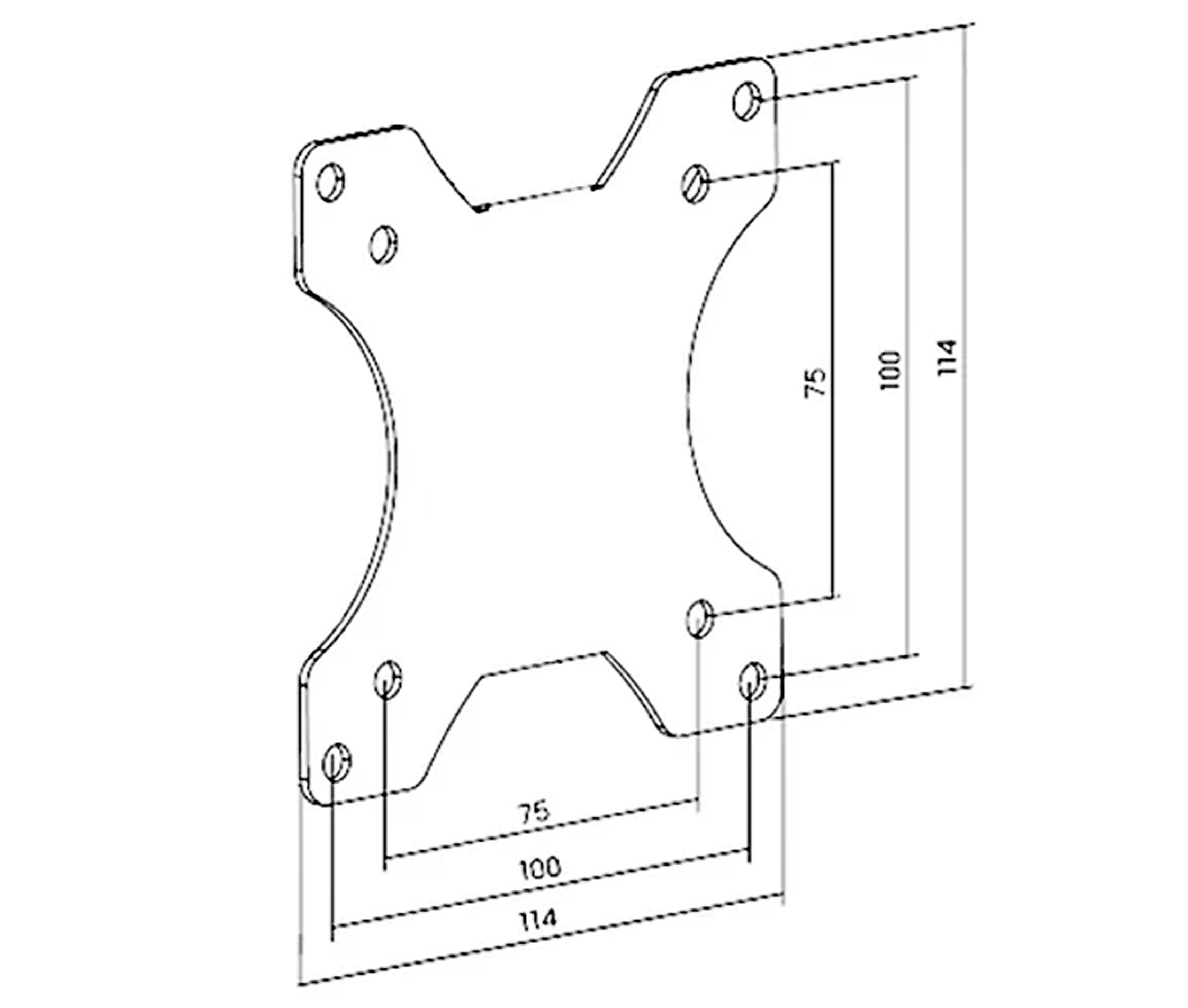 Adaptador VESA Metálico con 2 Tornillos en forma de Mariposa