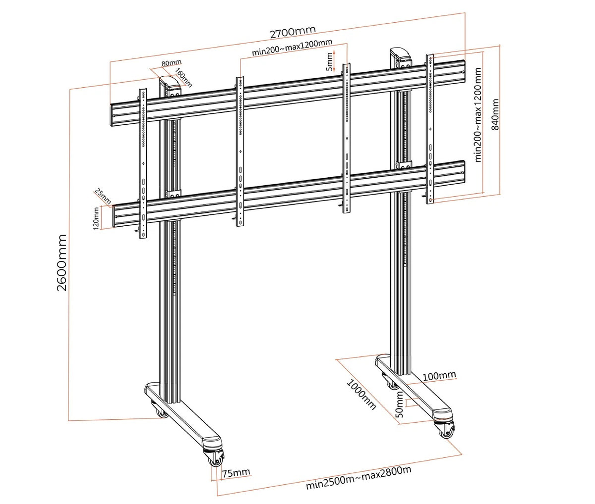 Pedestal con Ruedas para TV LG 136 Pulg / LAEC015-GN2 / Carga 150 kg