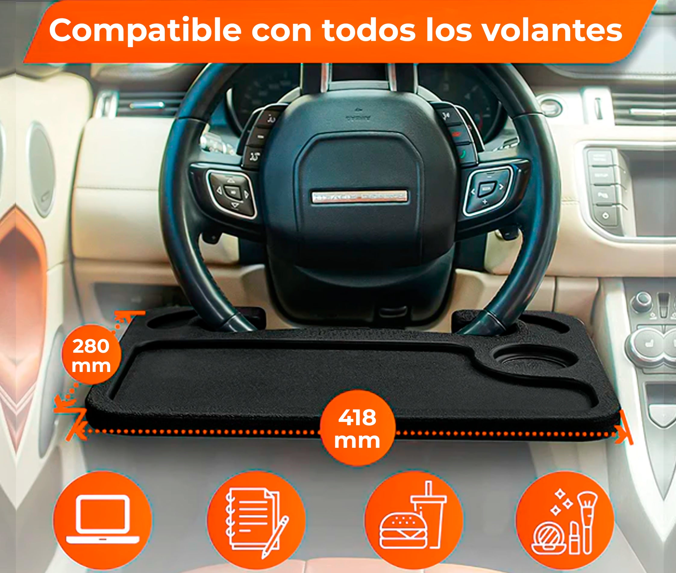 Bandeja Extraíble para Timón Volante de Auto para Comer o Apoyar