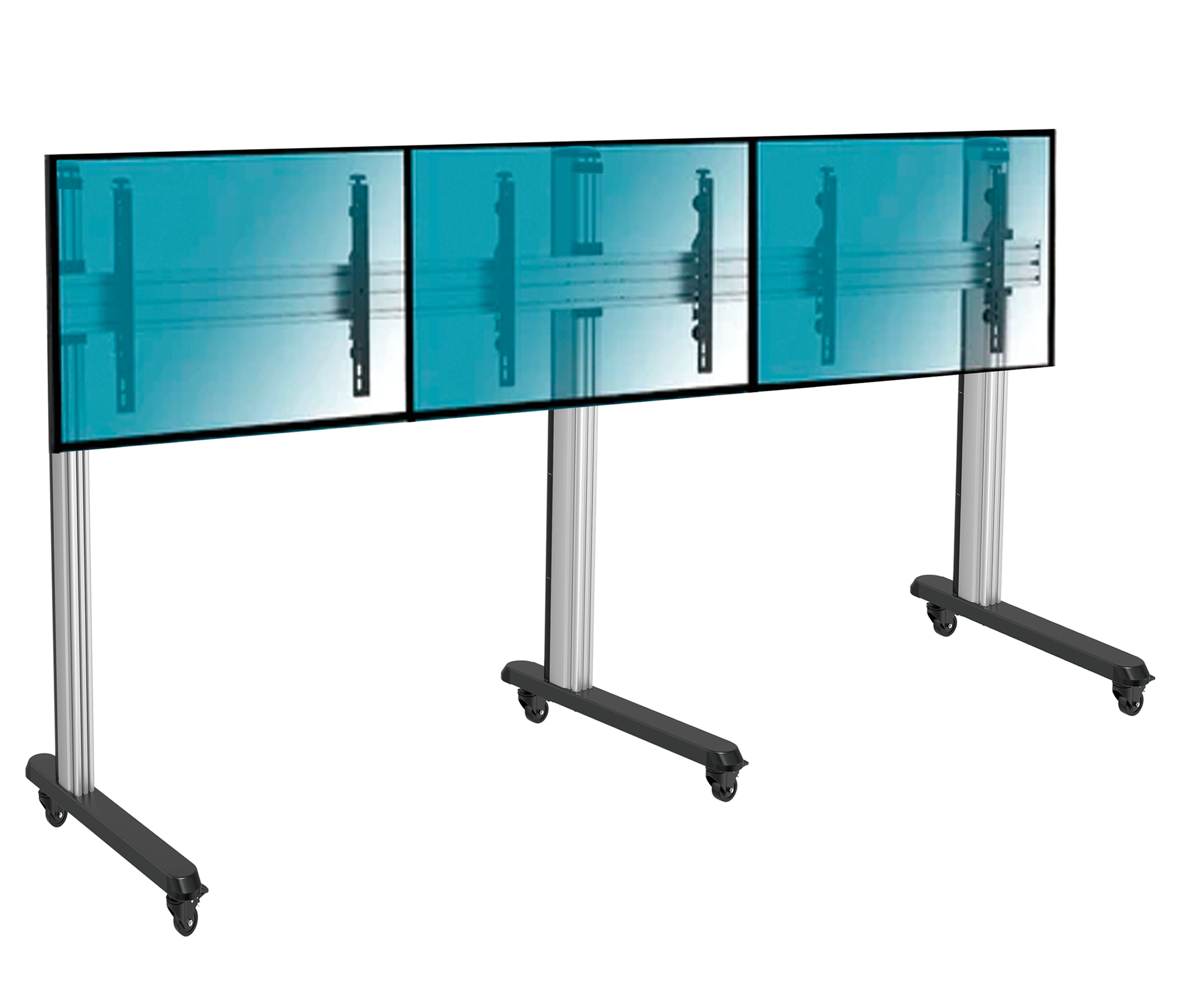 Pedestal con Ruedas Videowall 1x3 para 3 Pantallas / Alt 200 cm