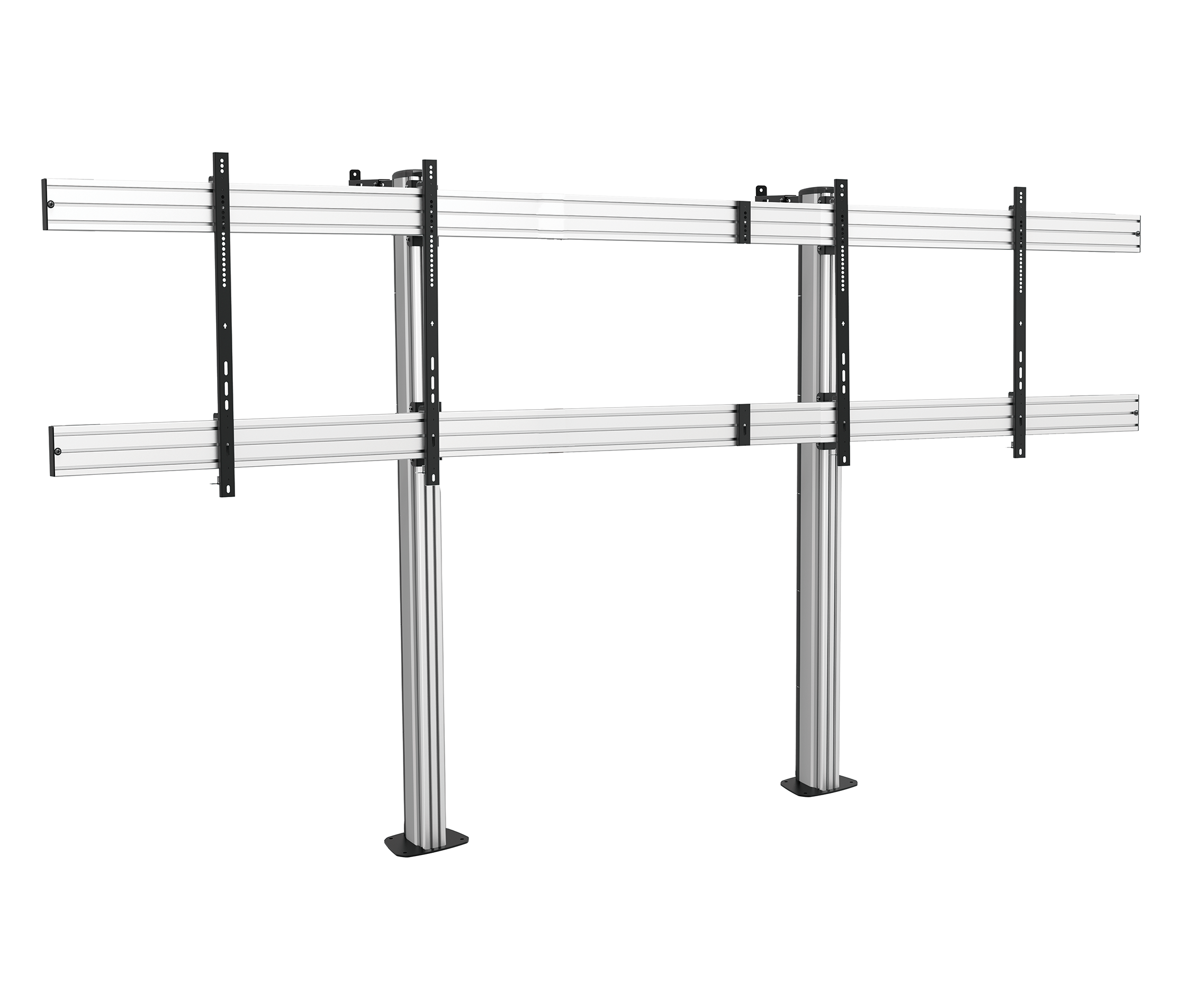 Pedestal Videowall con Base Atornillada para 2 Pantallas 70 a 75 Pulg