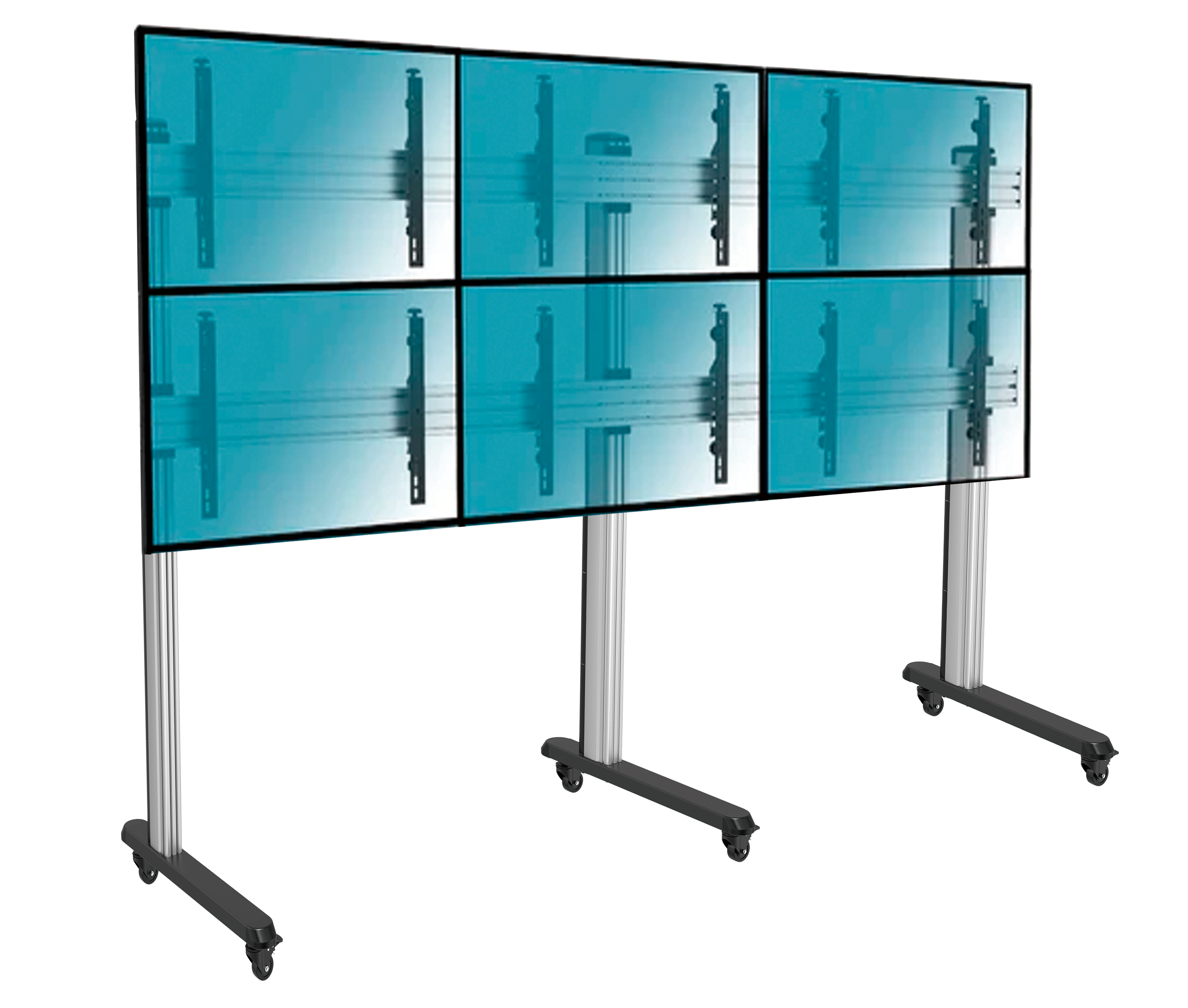 Pedestal con Ruedas Videowall 2x3 para 6 Pantallas