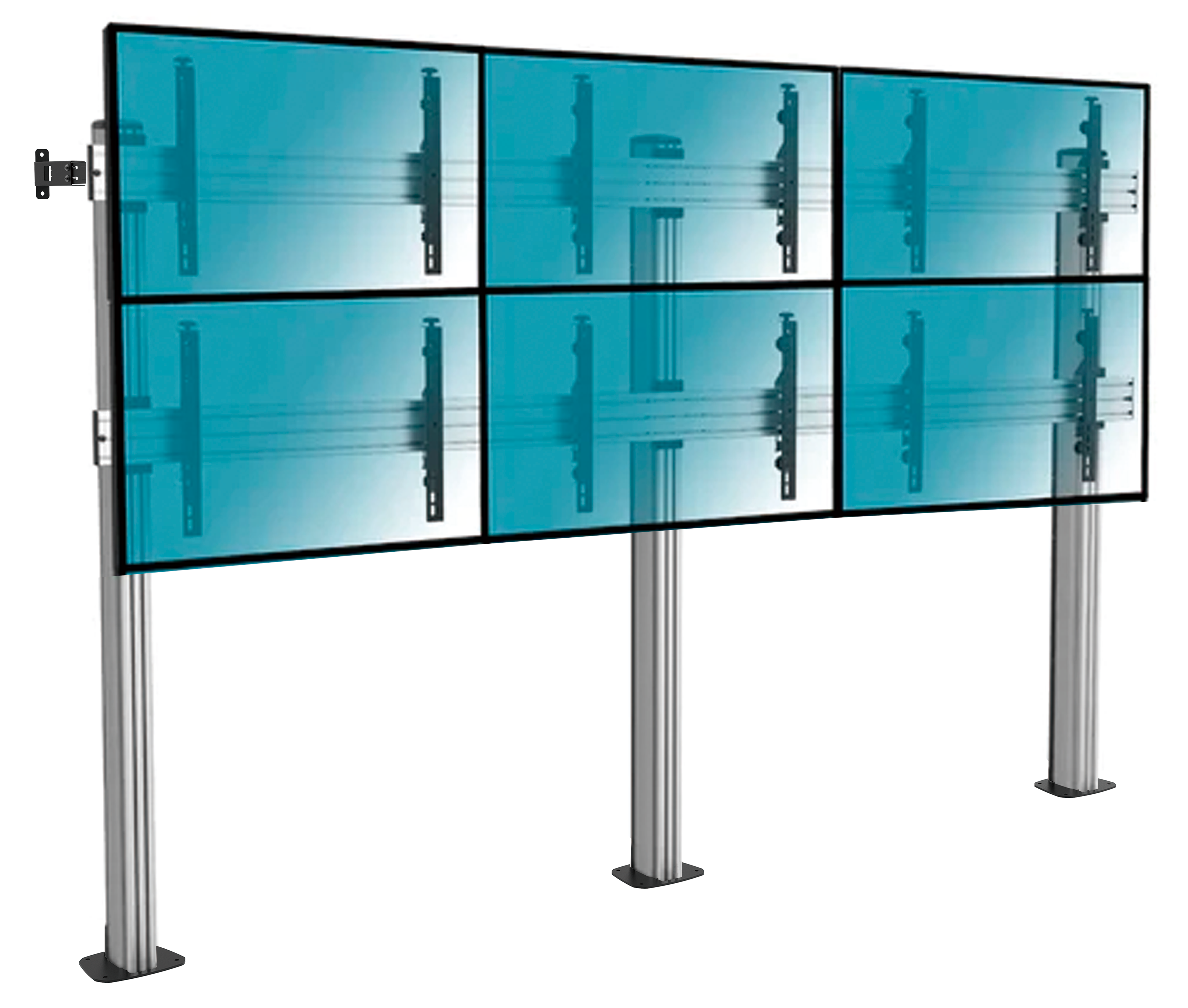 Pedestal con Base Atornillada Videowall 2x3 para 6 Pantallas