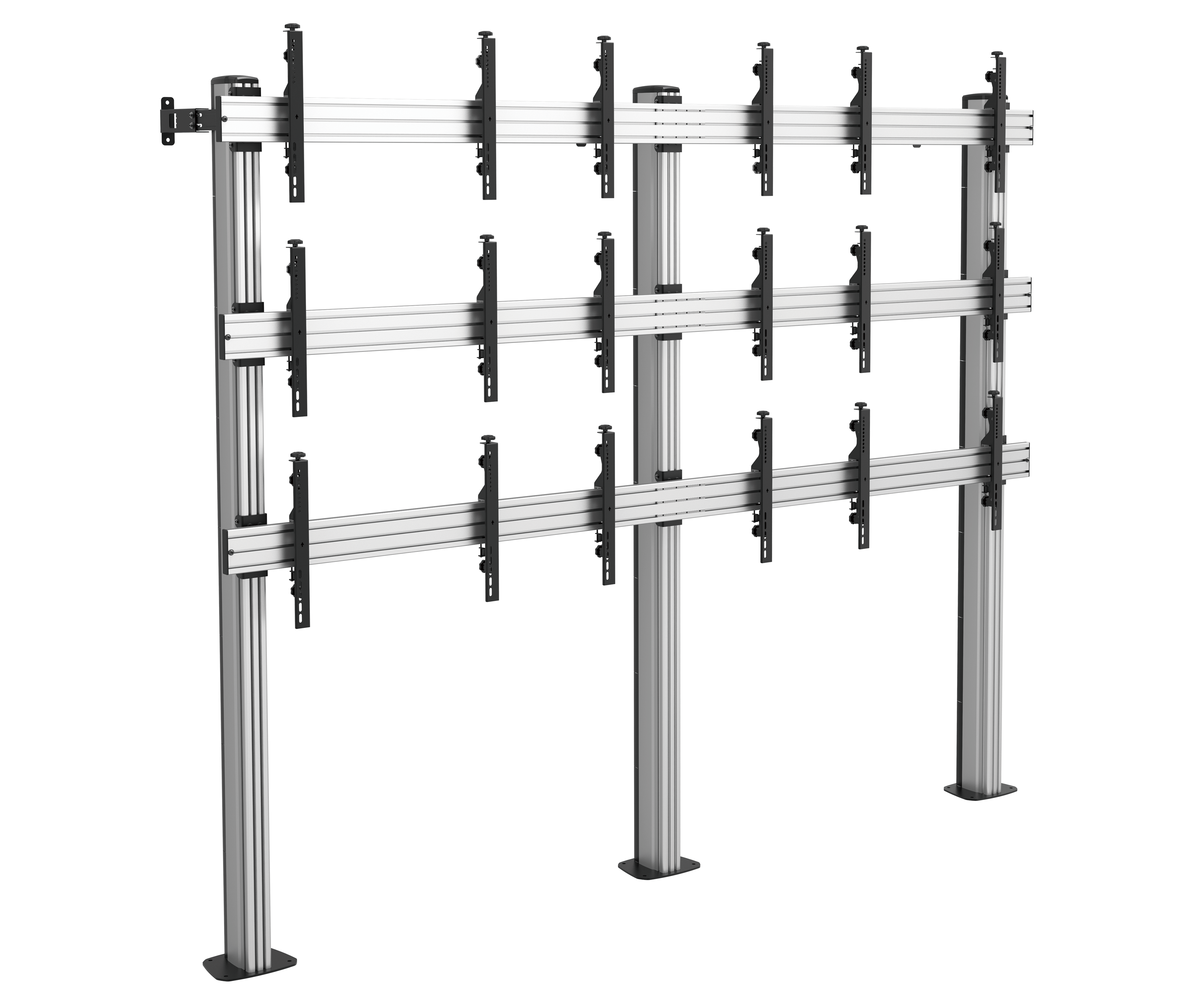 Pedestal con Base de Anclaje Videowall 3x3 para 9 Pantallas 49 Pulg / VESA Max 600x400mm / Carga 50 kg